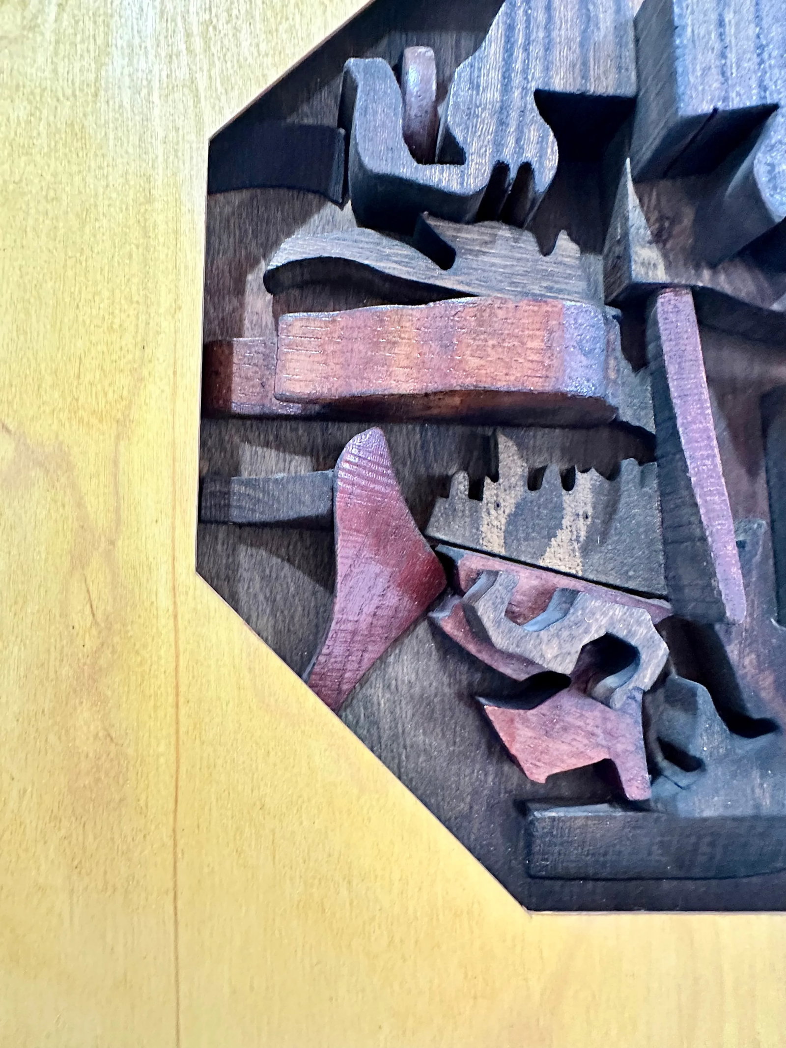 Brutalist Wood Wall Sculpture - Nevelson-Inspired, 17.5" X 17.5" - 3