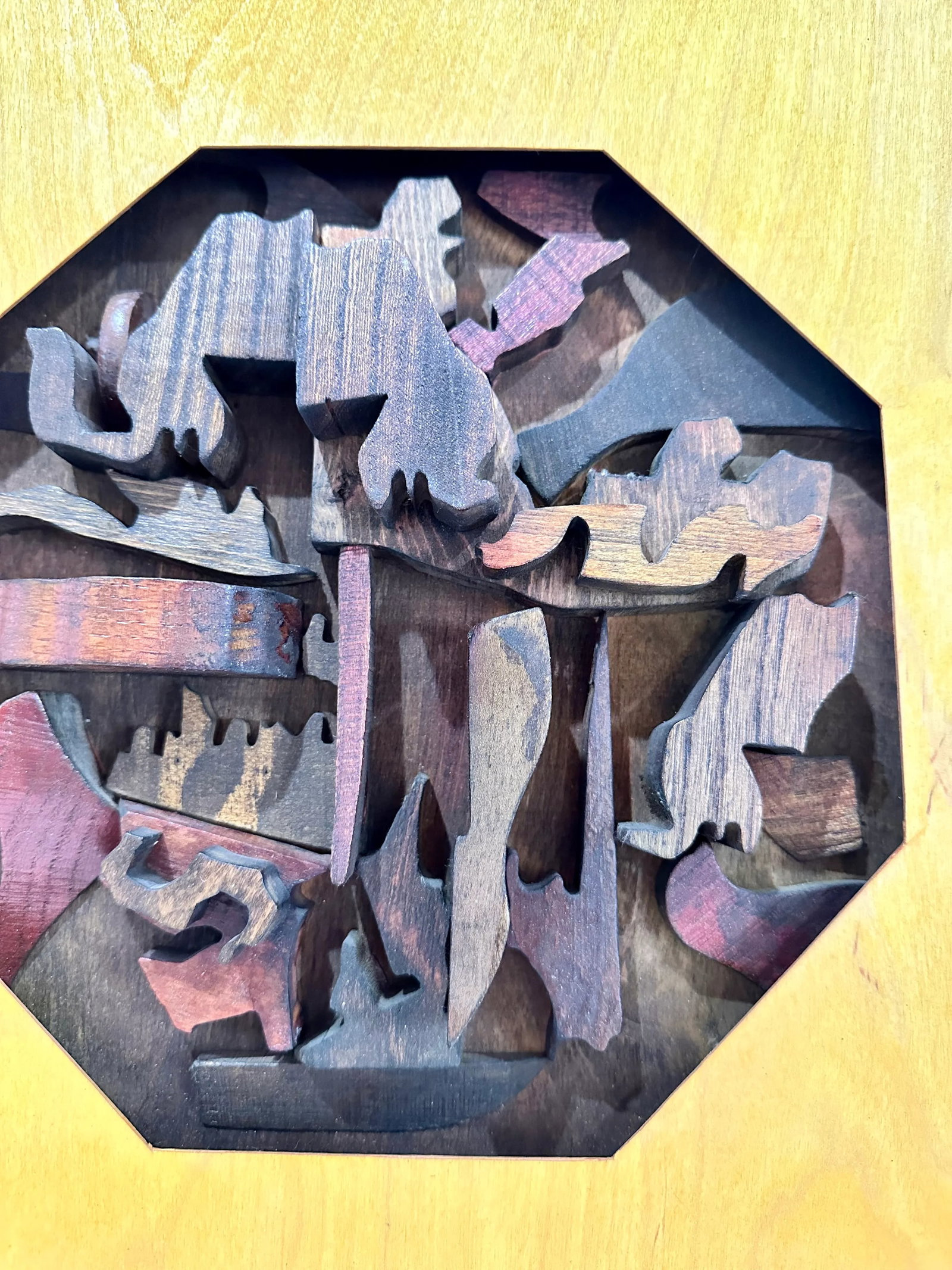 Brutalist Wood Wall Sculpture - Nevelson-Inspired, 17.5" X 17.5" - 4