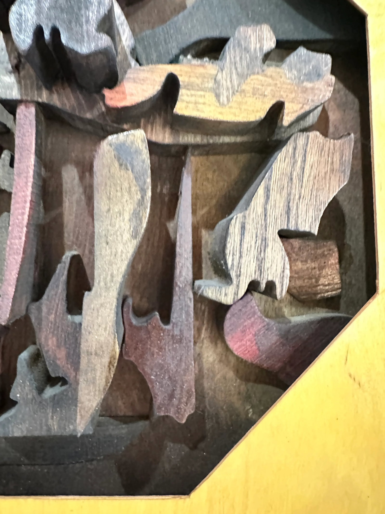 Brutalist Wood Wall Sculpture - Nevelson-Inspired, 17.5" X 17.5" - 5