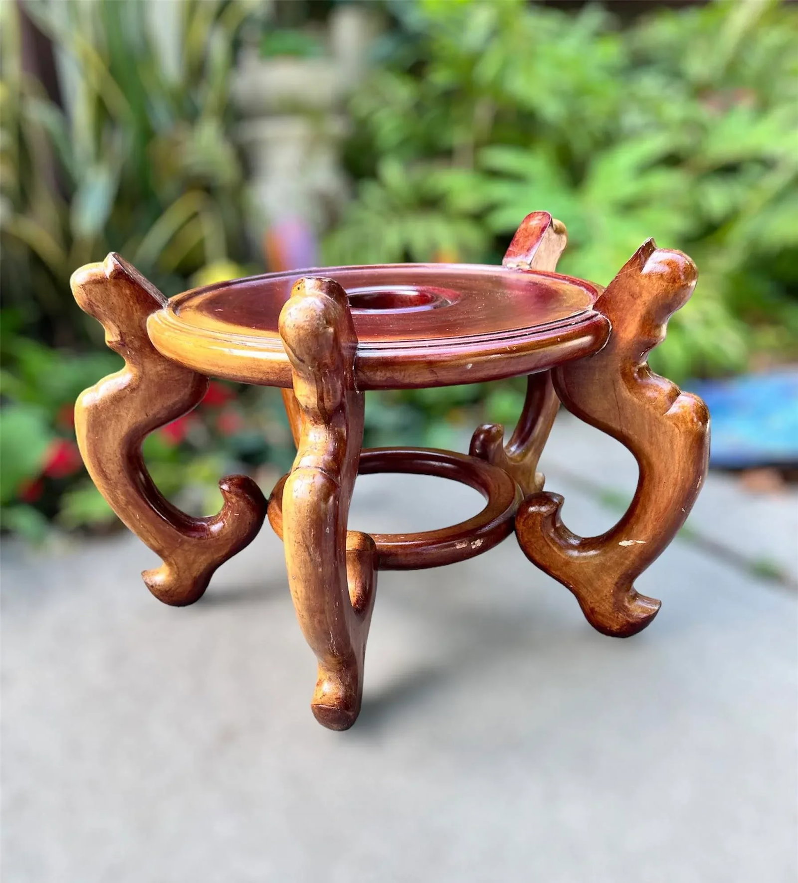 Large Chinese Rosewood Carved Pedestal Base Stand Fish Bowl Planter Jardiniere - 4