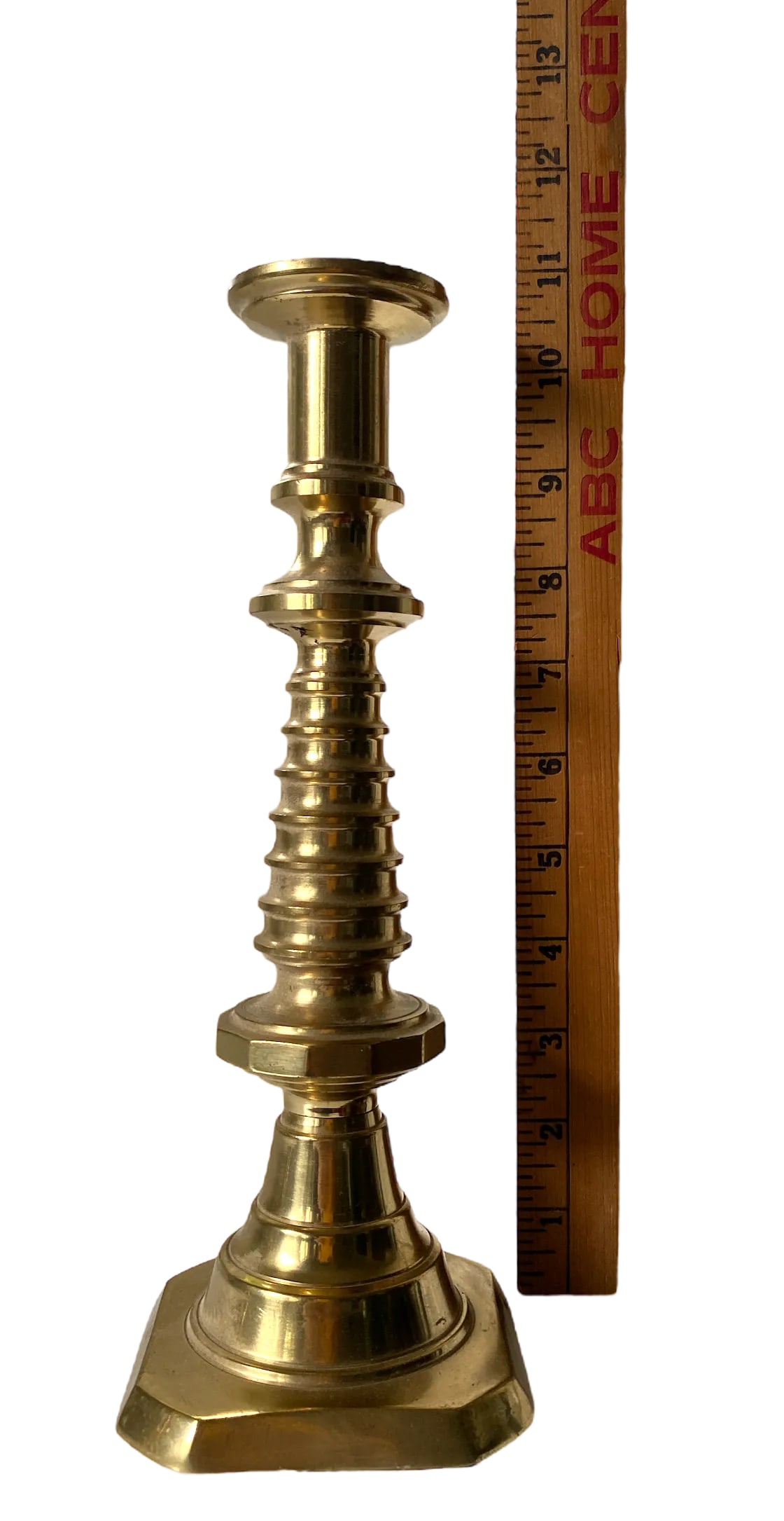 1970s Solid Brass Tall Brutalist Candlestick Holders - a Pair - 3