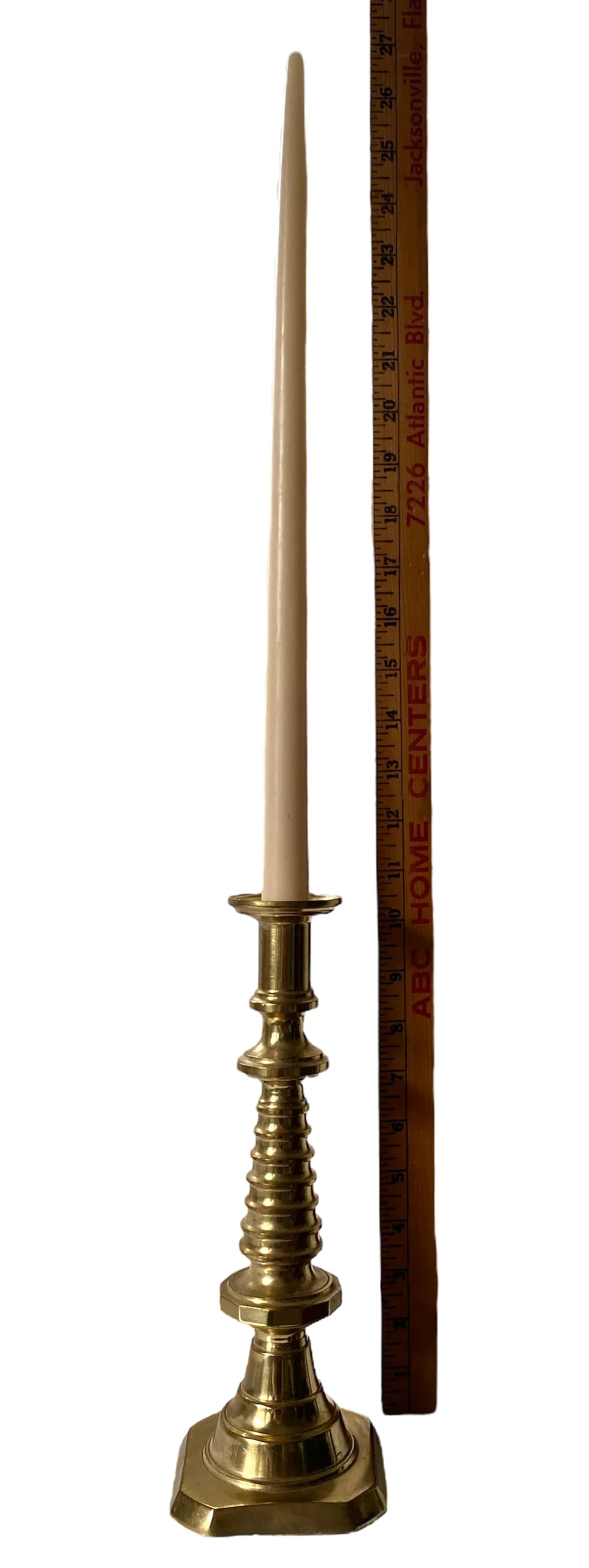 1970s Solid Brass Tall Brutalist Candlestick Holders - a Pair - 4