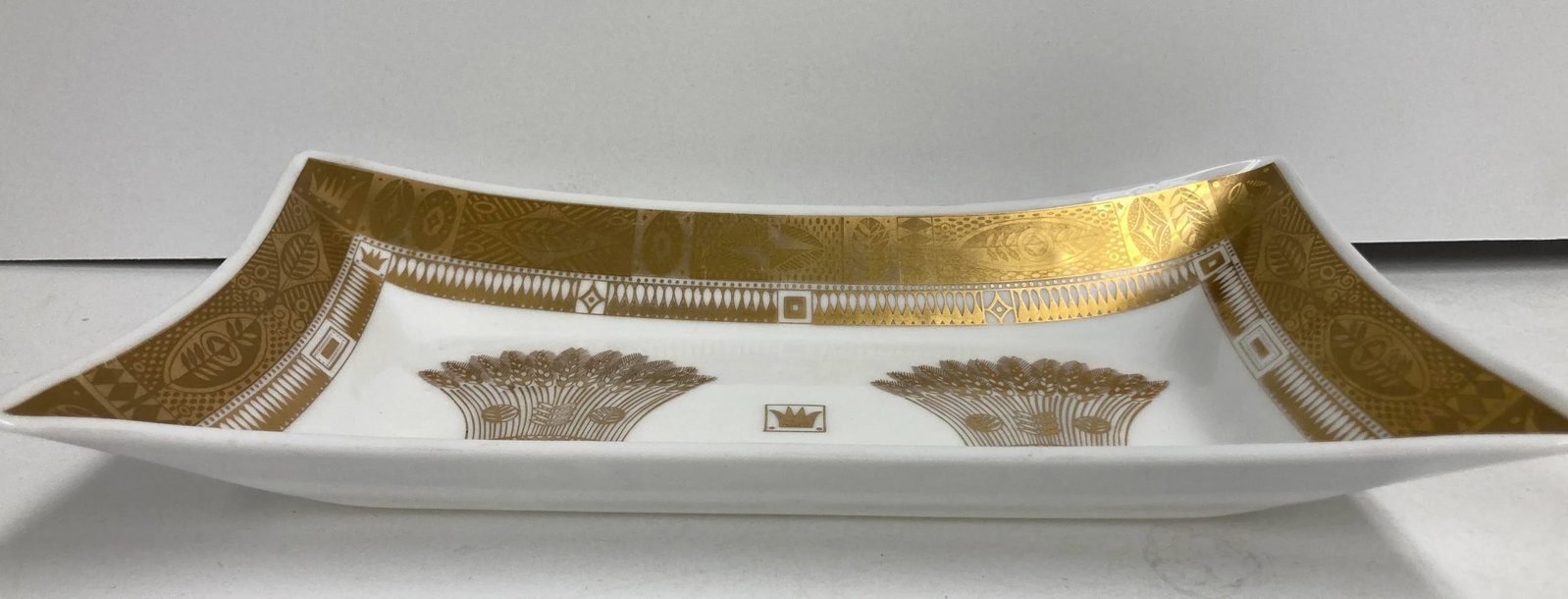 1960s Georges Briard Milk Glass Bowl With Golden Harvest Design Art Deco Style - 6