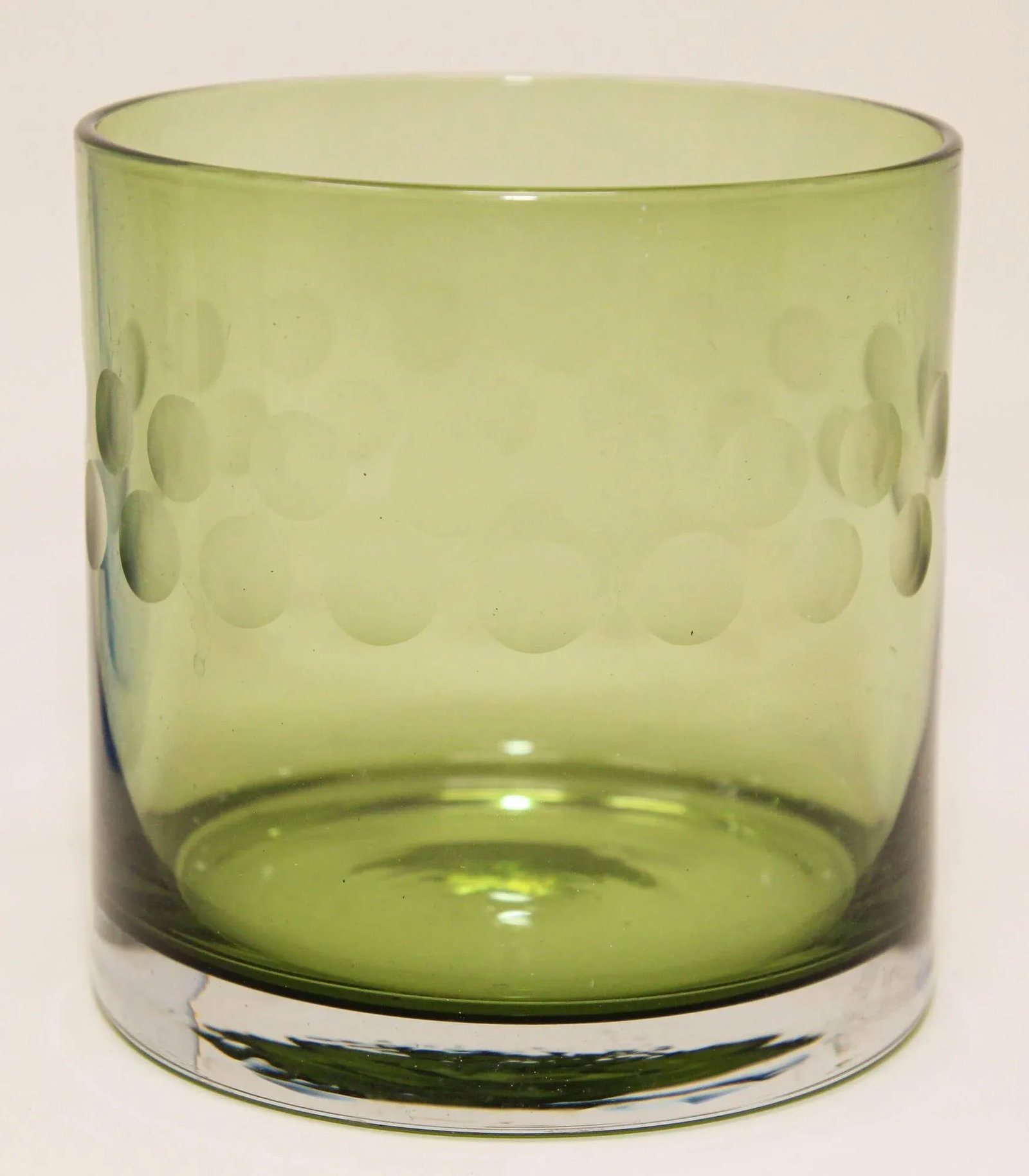 Set of Four Vintage Drinking Colored Crystal Glasses With Etched Design - 11