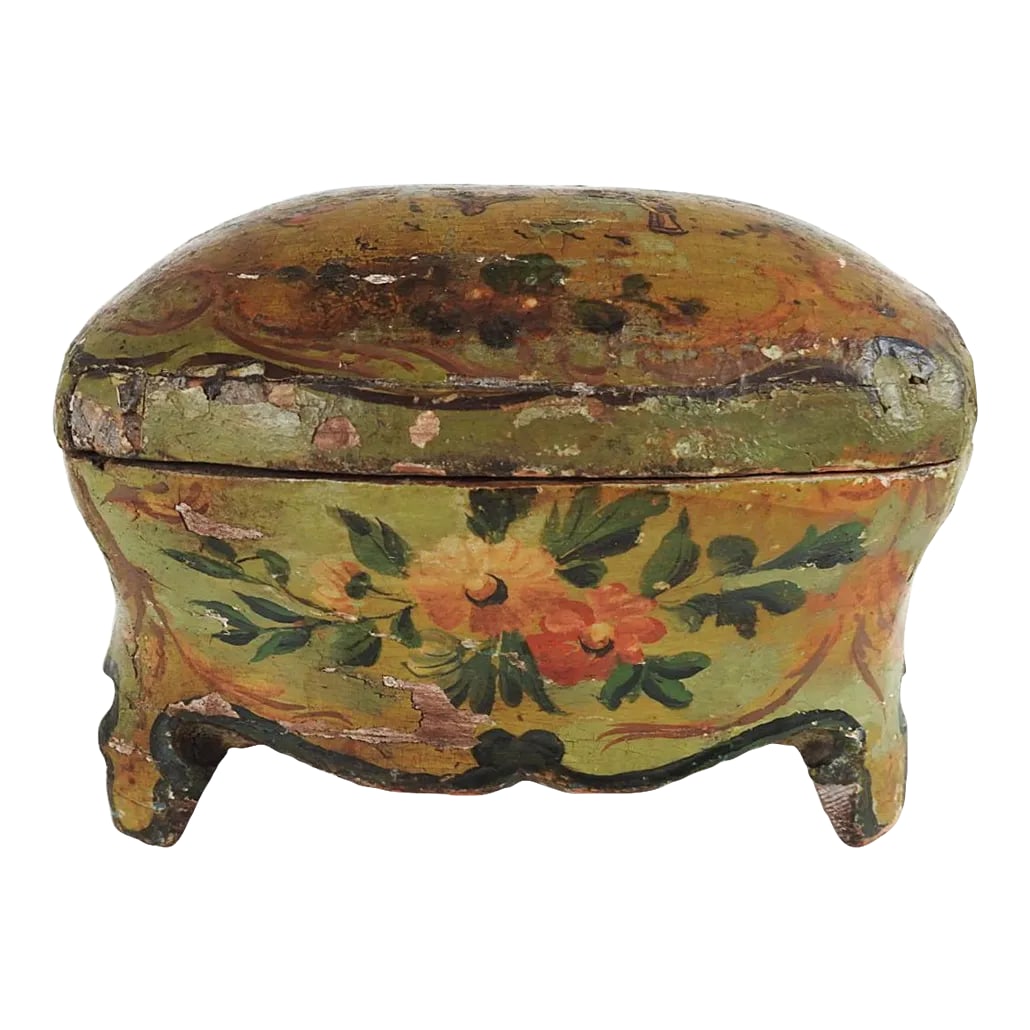 Antique Chinoiserie Hand Painted Wood Jewelry Box (1 of 9)
