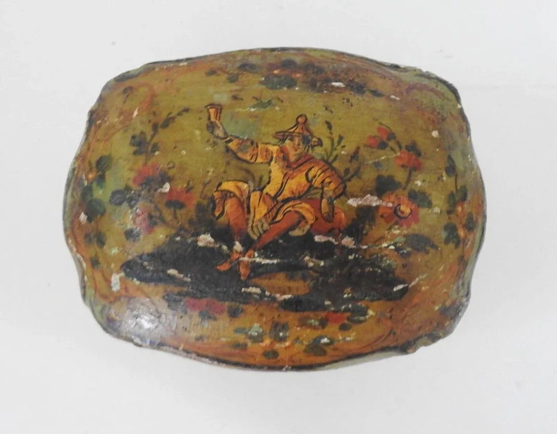 Antique Chinoiserie Hand Painted Wood Jewelry Box - 2