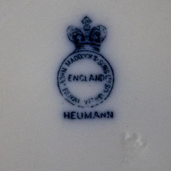 John Maddock & Sons Heumann Flow Blue China - 6 Pieces - 6