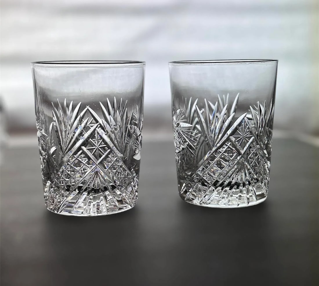 Circa 1899 Bergen Glass 'Beverley' American Brilliant Period Cut Crystal Carafe and Tumblers Set- 3 - 2