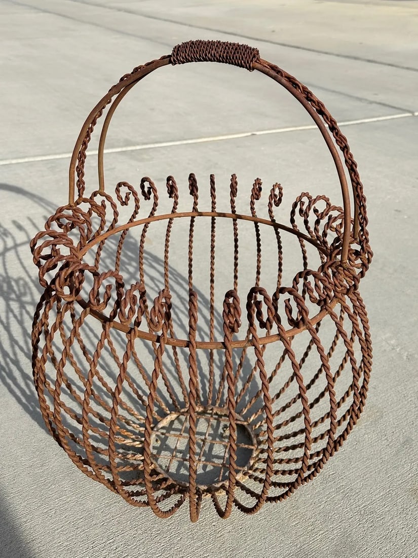 Vintage Iron Gathering Basket - 5