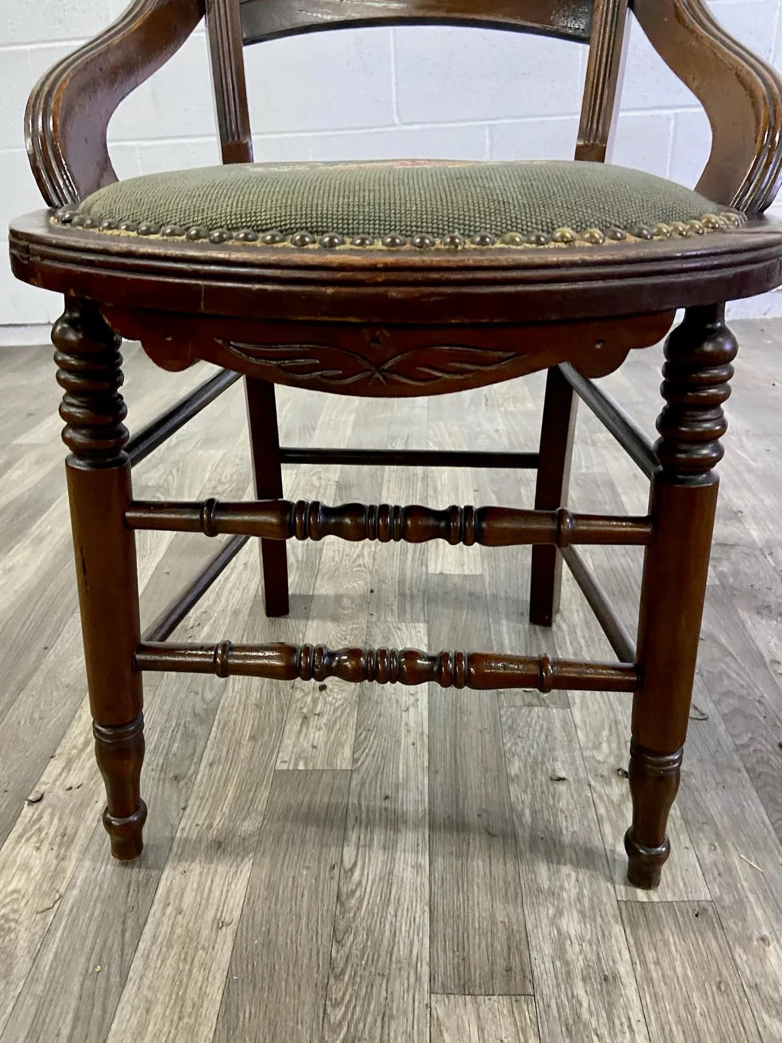 Antique 19th Century Victorian Needlepoint Ladderback Chairs - Pair - 7