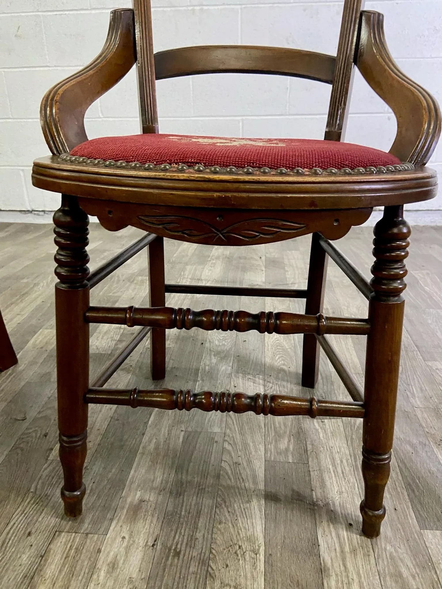 Antique 19th Century Victorian Needlepoint Ladderback Chairs - Pair - 8