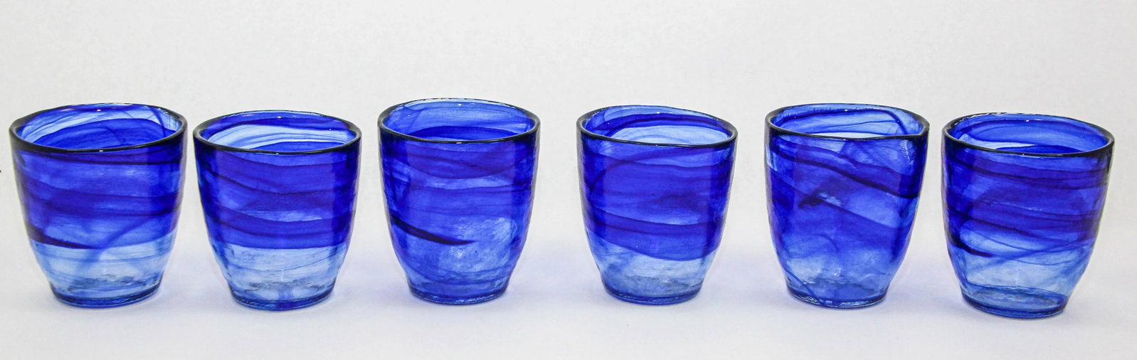 Handcrafted Double Old-Fashioned Cobalt Blue Set of 6 Glasses 1980s - 4