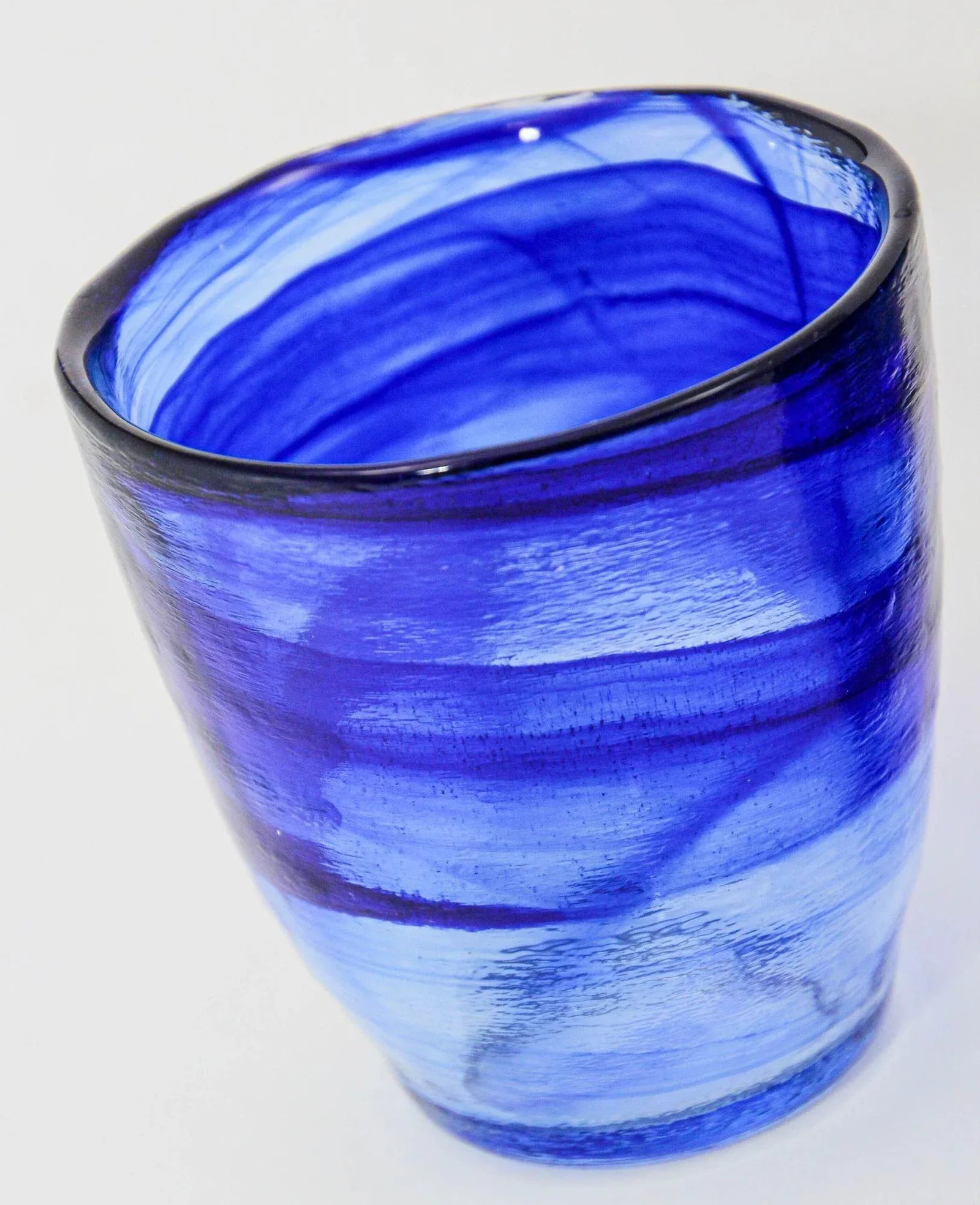 Handcrafted Double Old-Fashioned Cobalt Blue Set of 6 Glasses 1980s - 5