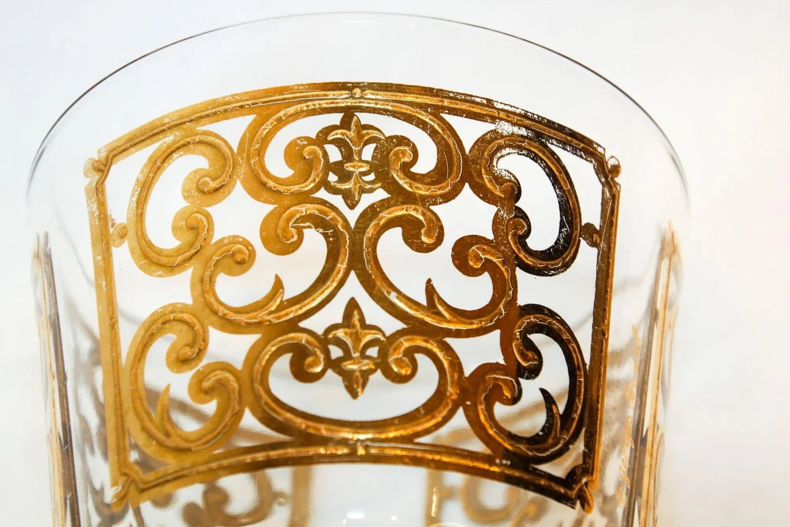 1950s Georges Briard Glass Ice Bucket Luxury Barware 22 K Gold Spanish Scroll - 10