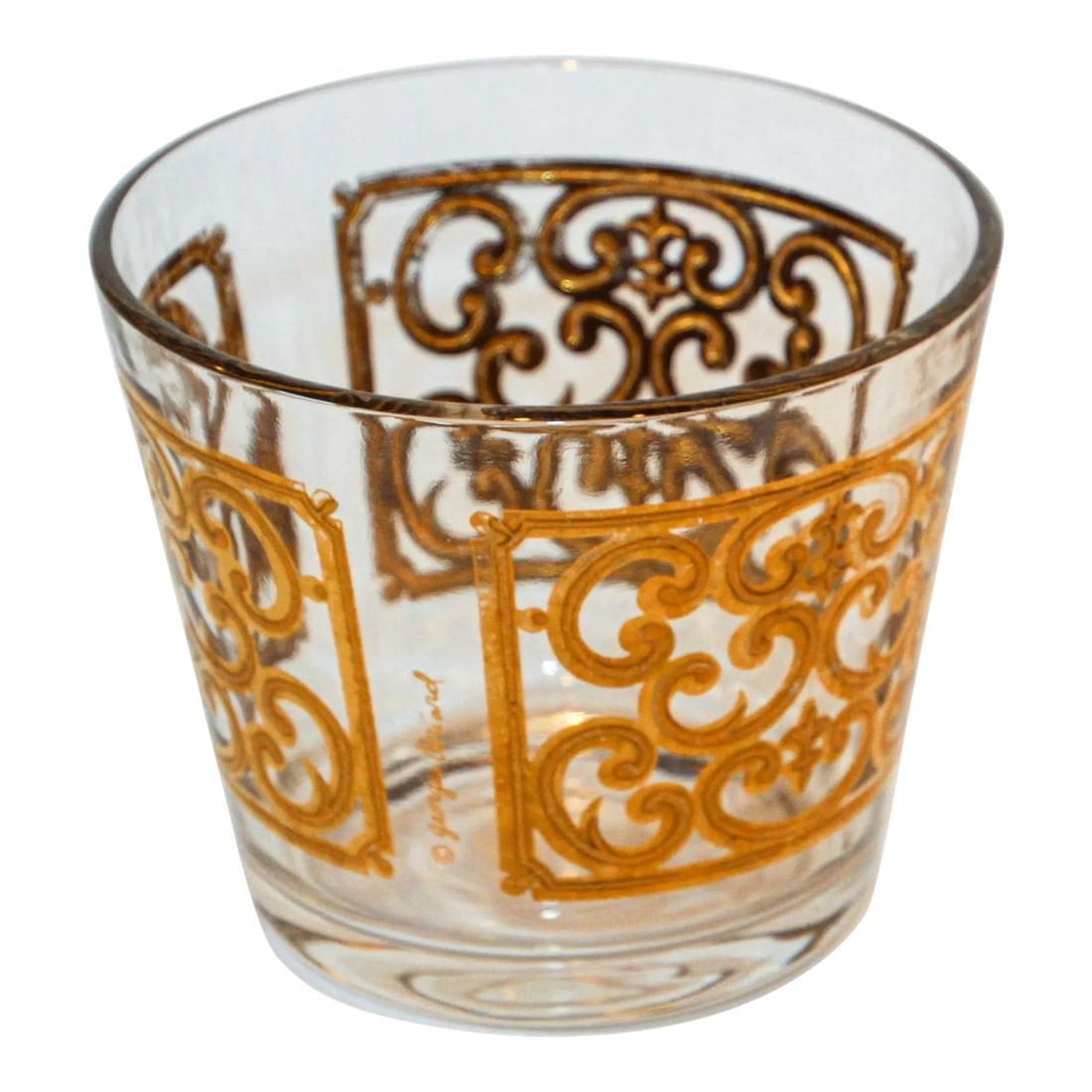 1950s Georges Briard Glass Ice Bucket Luxury Barware 22 K Gold Spanish Scroll (1 of 13)