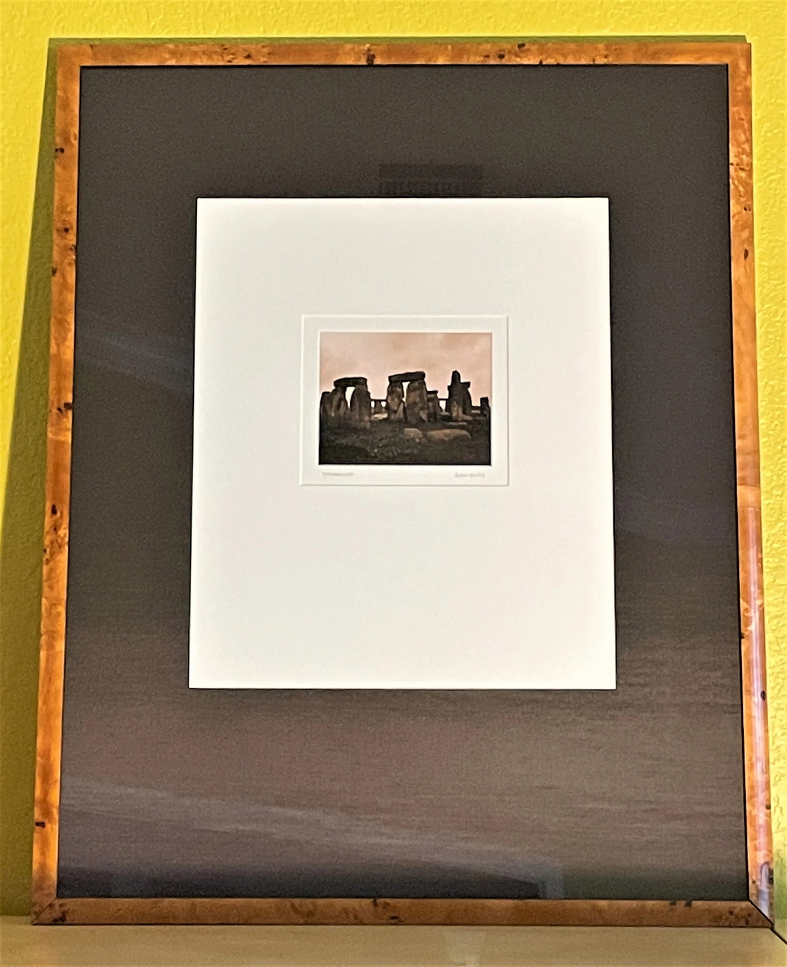 Stonehenge With Flowers Blooming Sepia on Gelatin Silver Photograph by Alan Klug, Framed - 4