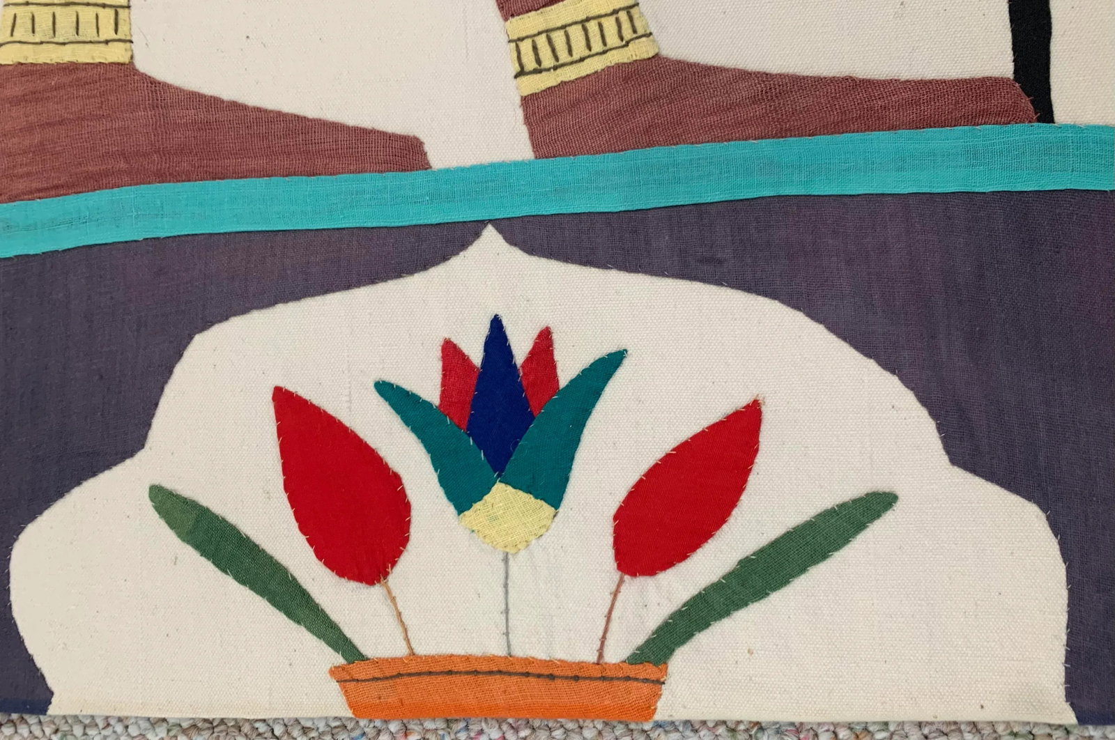 Vintage Modern Cotton Appliqued Egyptian Panel - 8