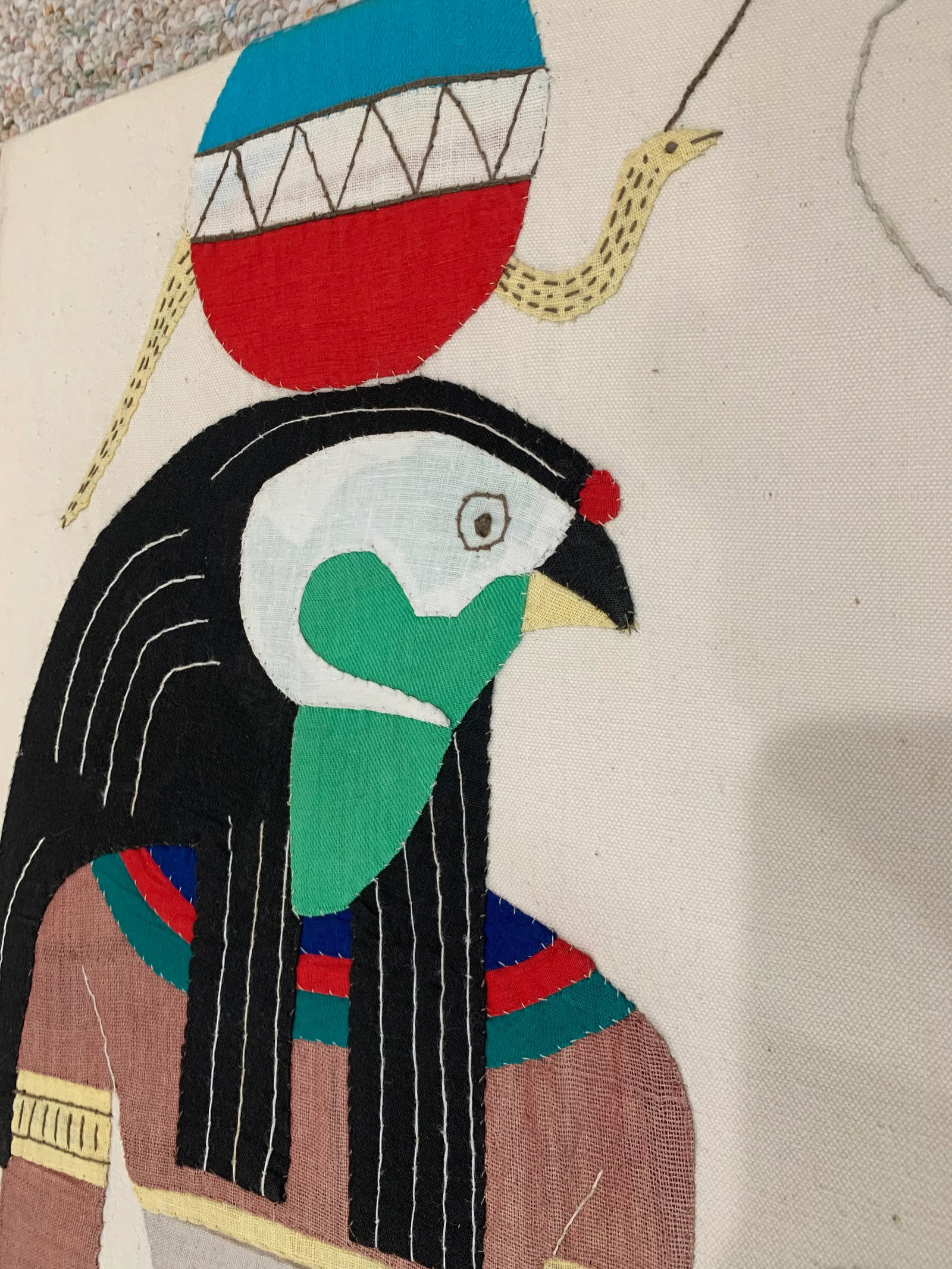 Vintage Modern Cotton Appliqued Egyptian Panel - 9