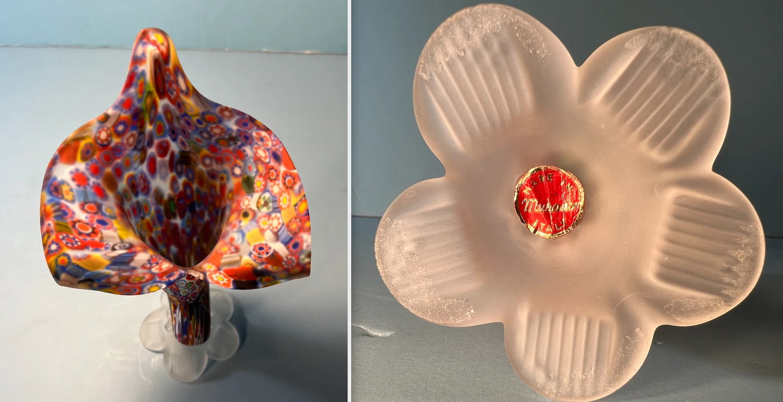 Murano Millefiori Art Glass Cornucopia Vase - 11