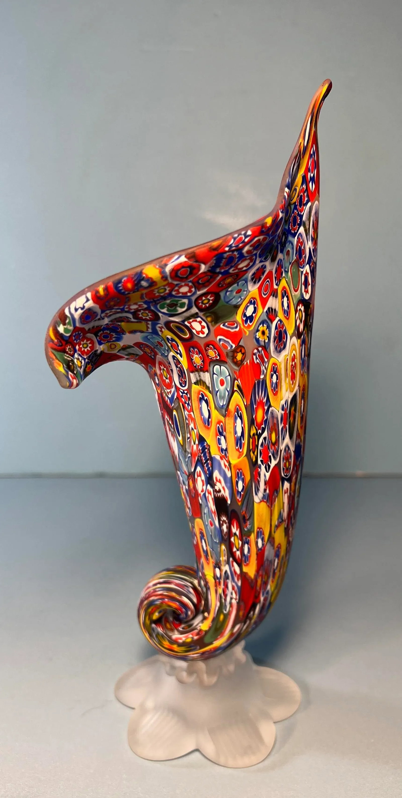 Murano Millefiori Art Glass Cornucopia Vase - 2