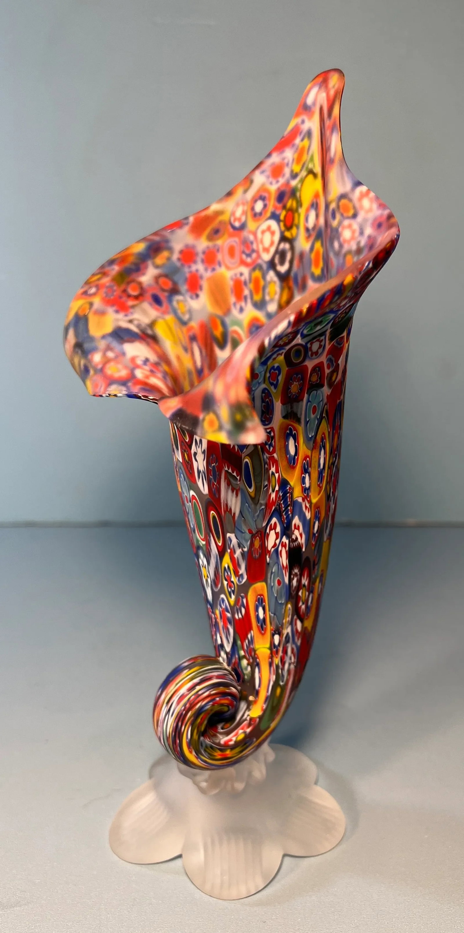 Murano Millefiori Art Glass Cornucopia Vase - 3