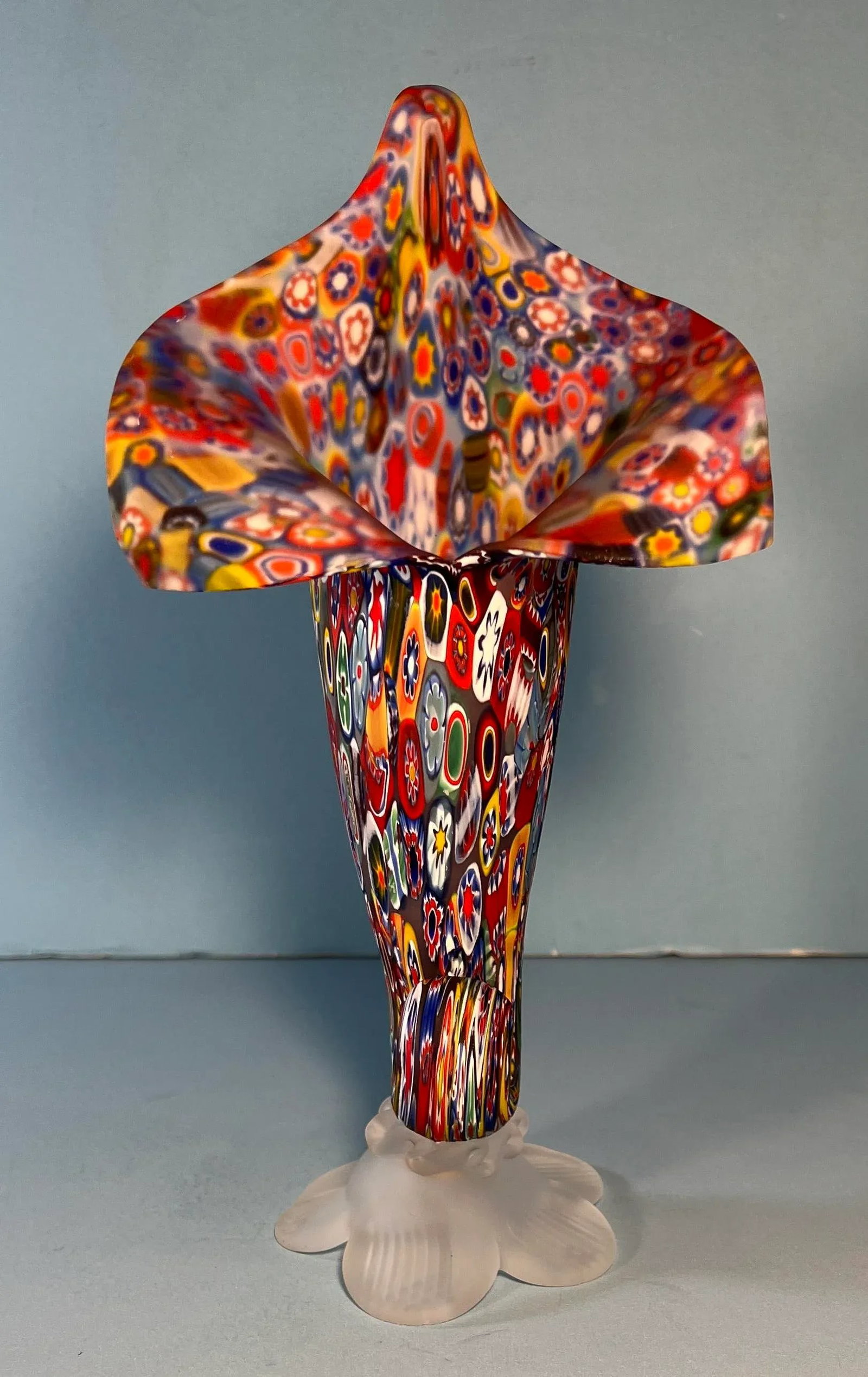 Murano Millefiori Art Glass Cornucopia Vase - 4