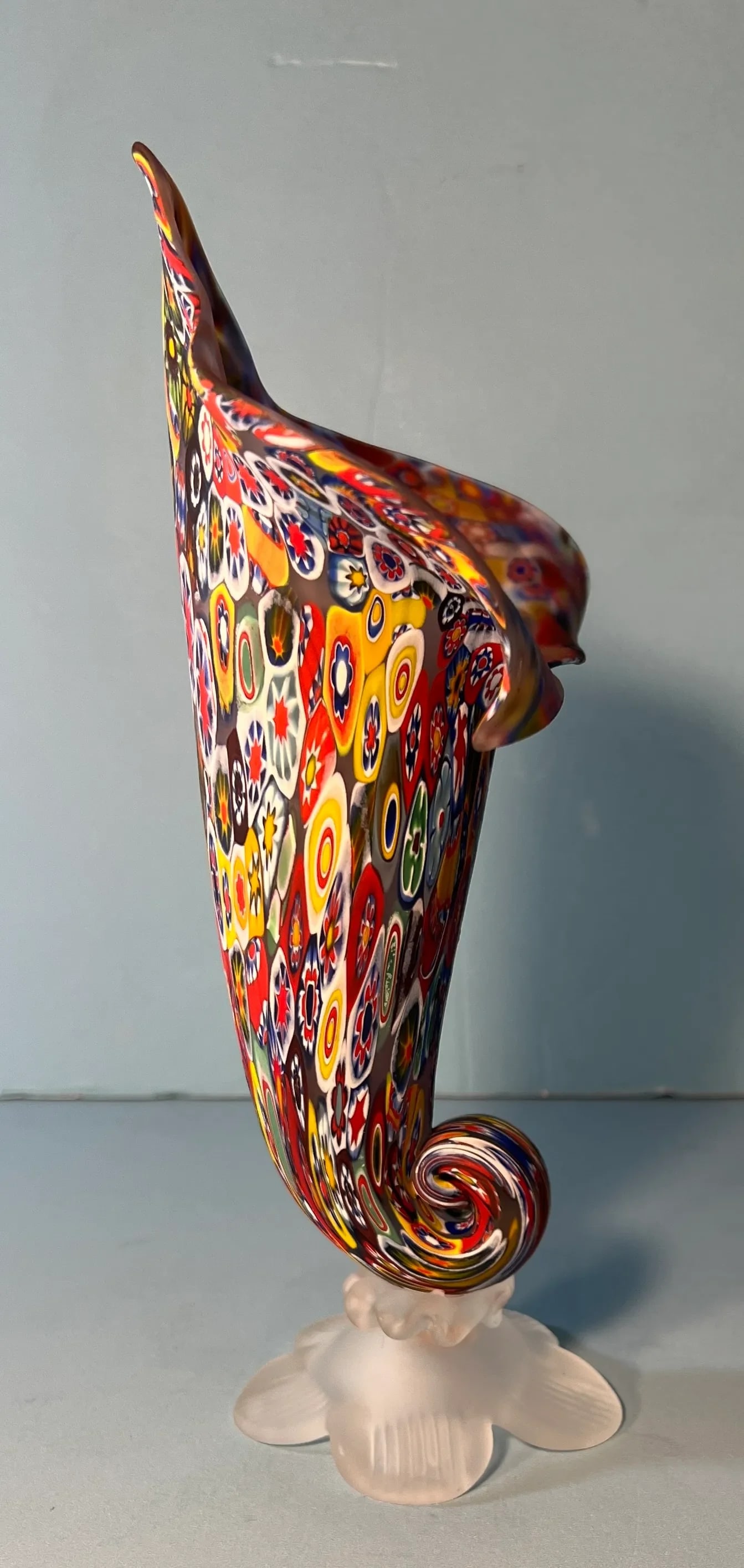 Murano Millefiori Art Glass Cornucopia Vase - 5