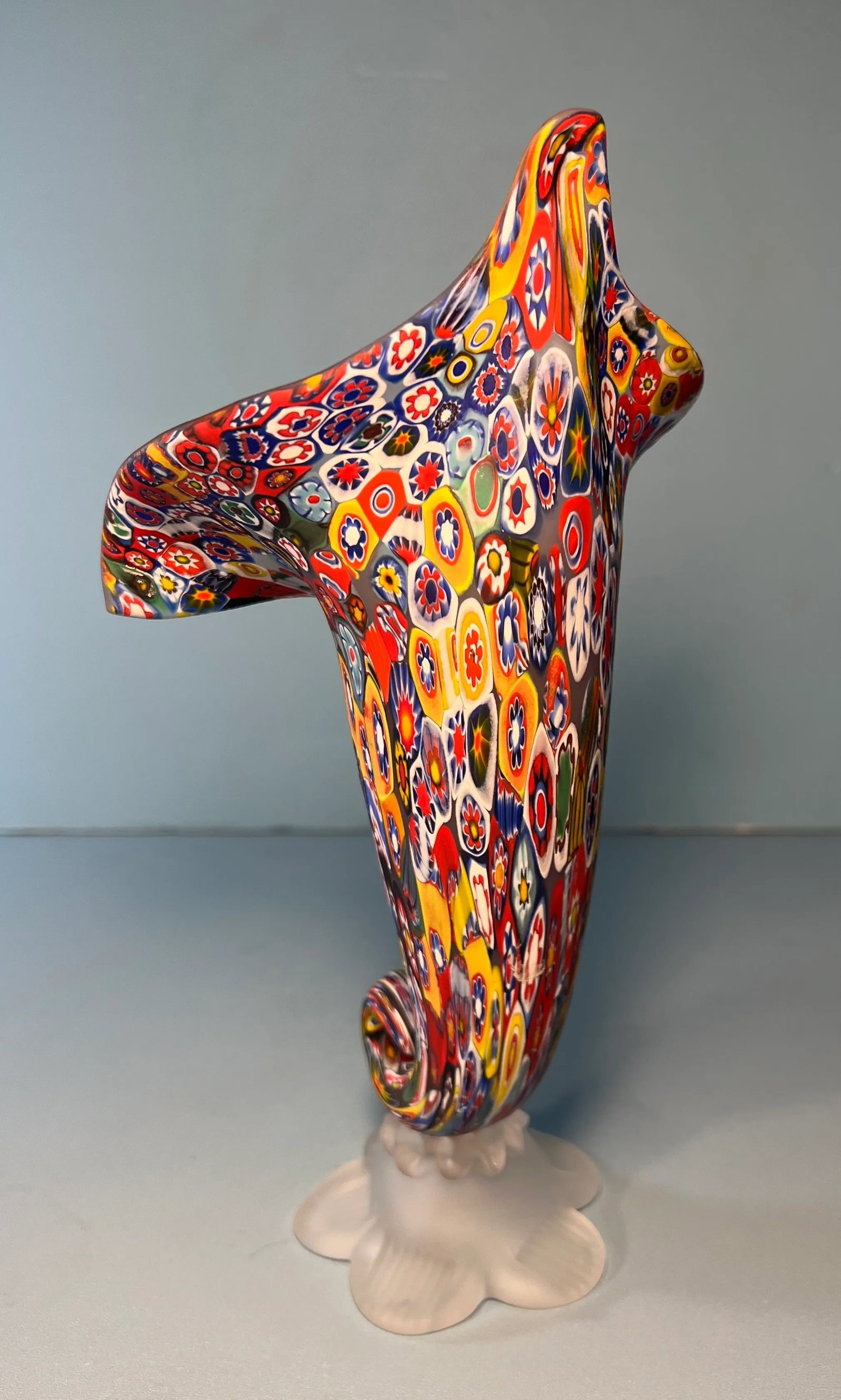 Murano Millefiori Art Glass Cornucopia Vase - 6