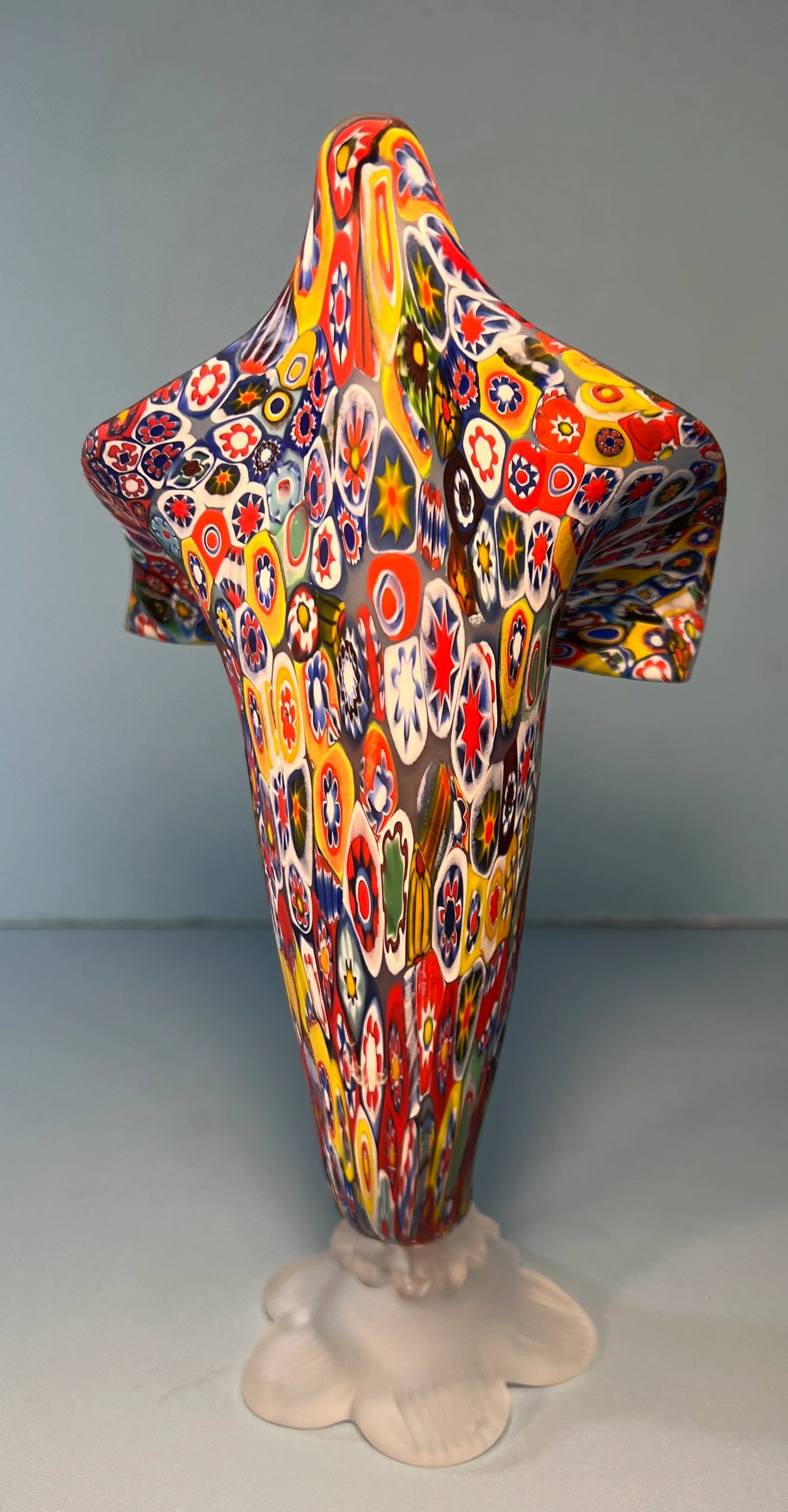 Murano Millefiori Art Glass Cornucopia Vase - 7