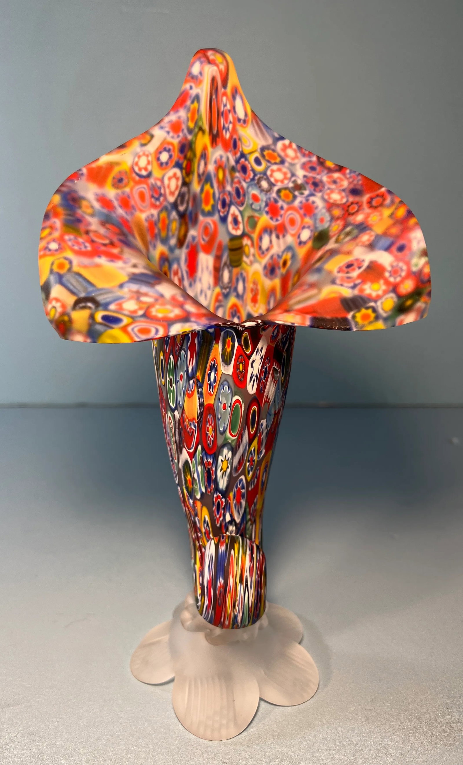 Murano Millefiori Art Glass Cornucopia Vase - 8