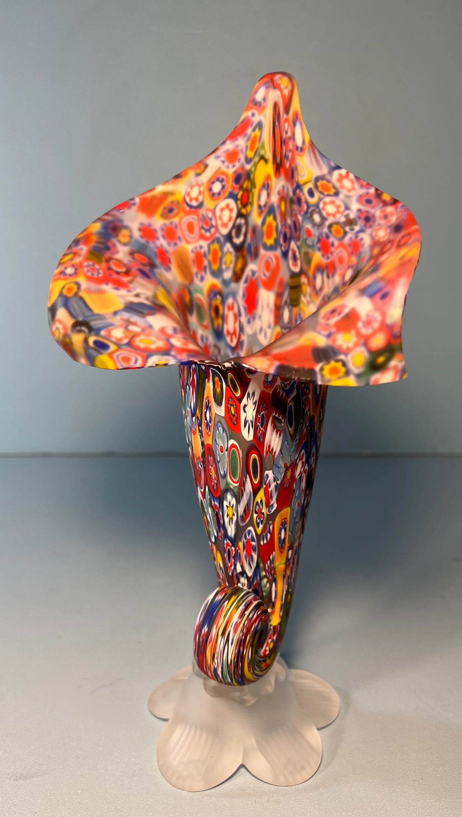 Murano Millefiori Art Glass Cornucopia Vase - 9