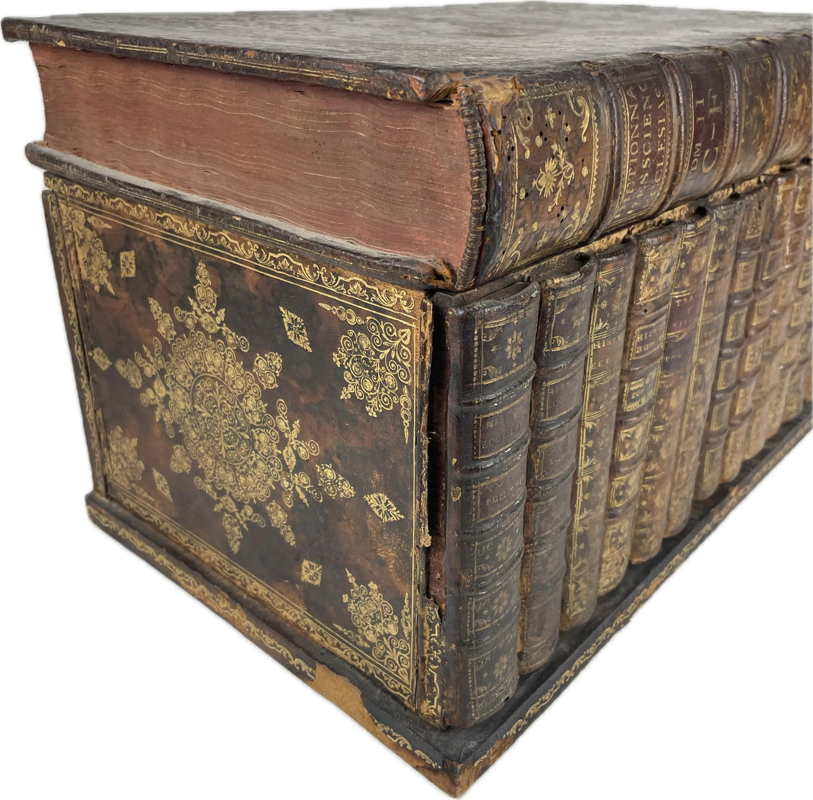 19th Century French Napoleon III Secret Book Liquor Cellarette- 9 Pieces - 10