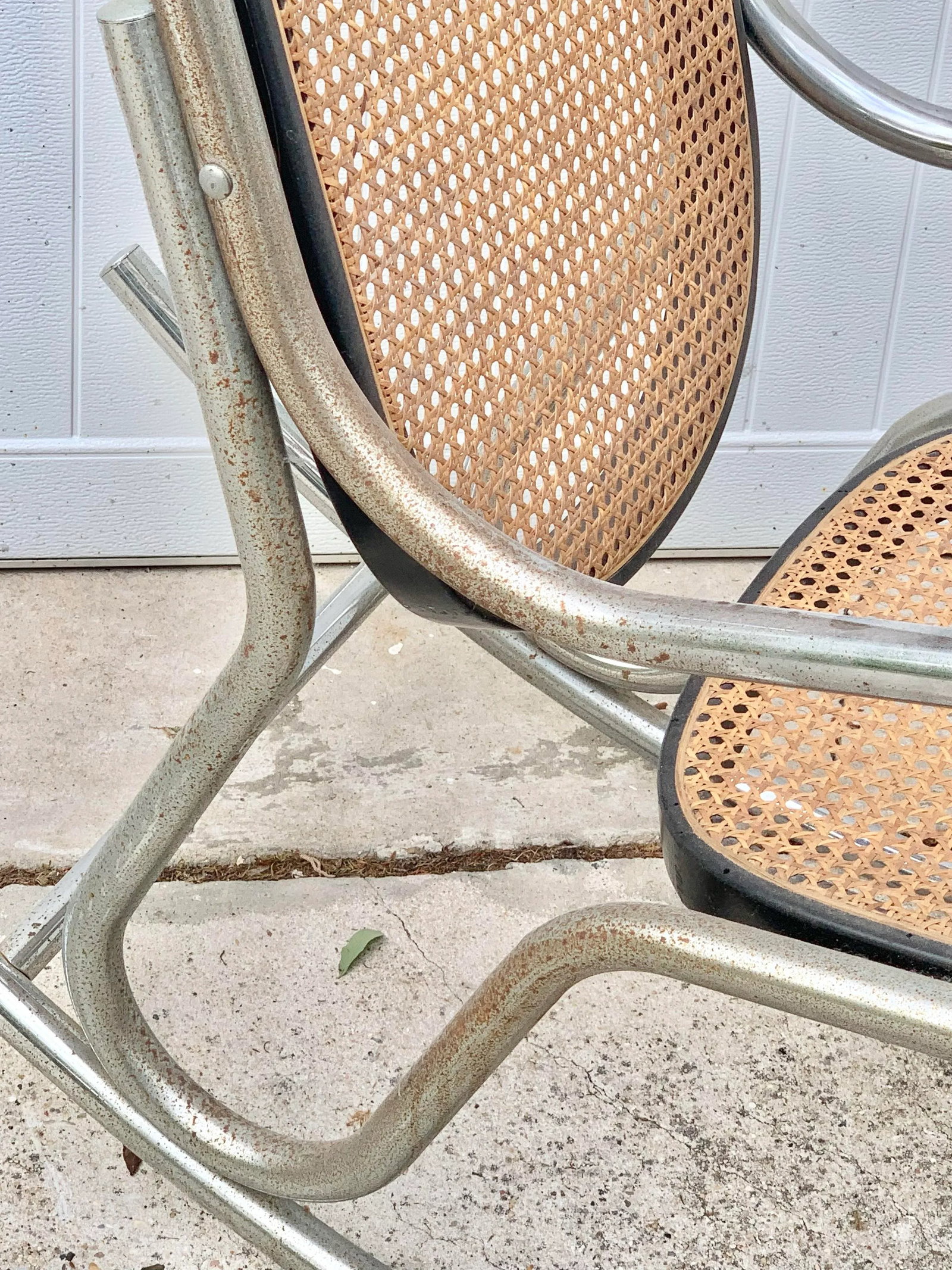 Vintage MCM Breuer Chrome and Cane Rocking Chair - 10