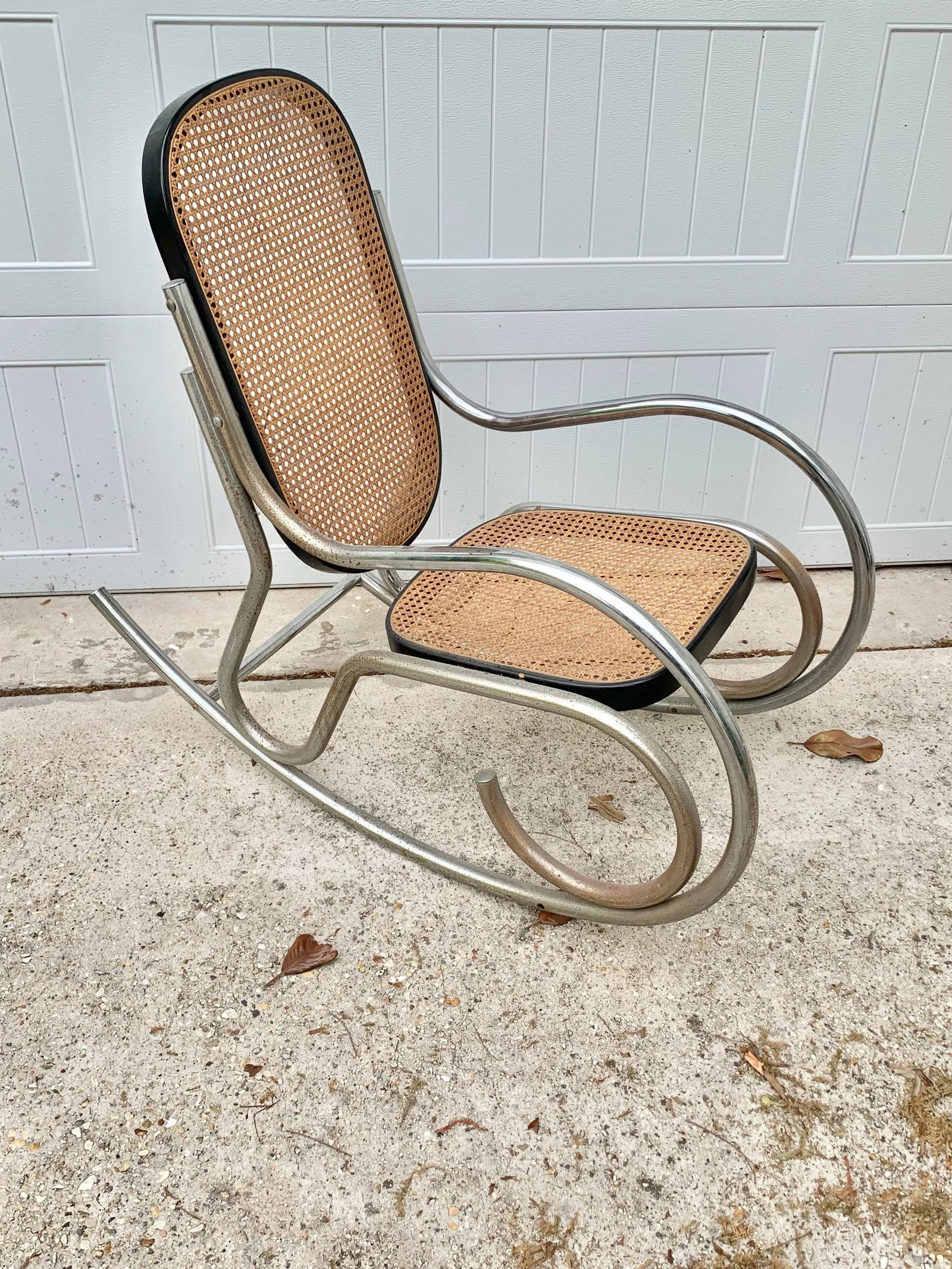 Vintage MCM Breuer Chrome and Cane Rocking Chair - 12