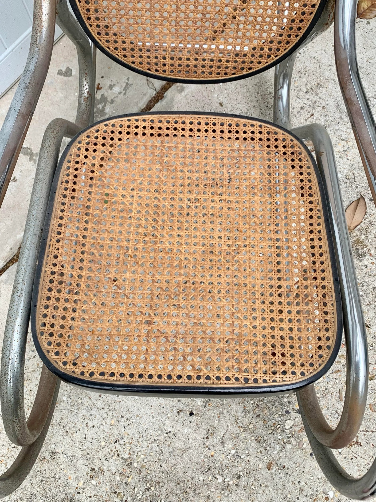 Vintage MCM Breuer Chrome and Cane Rocking Chair - 2