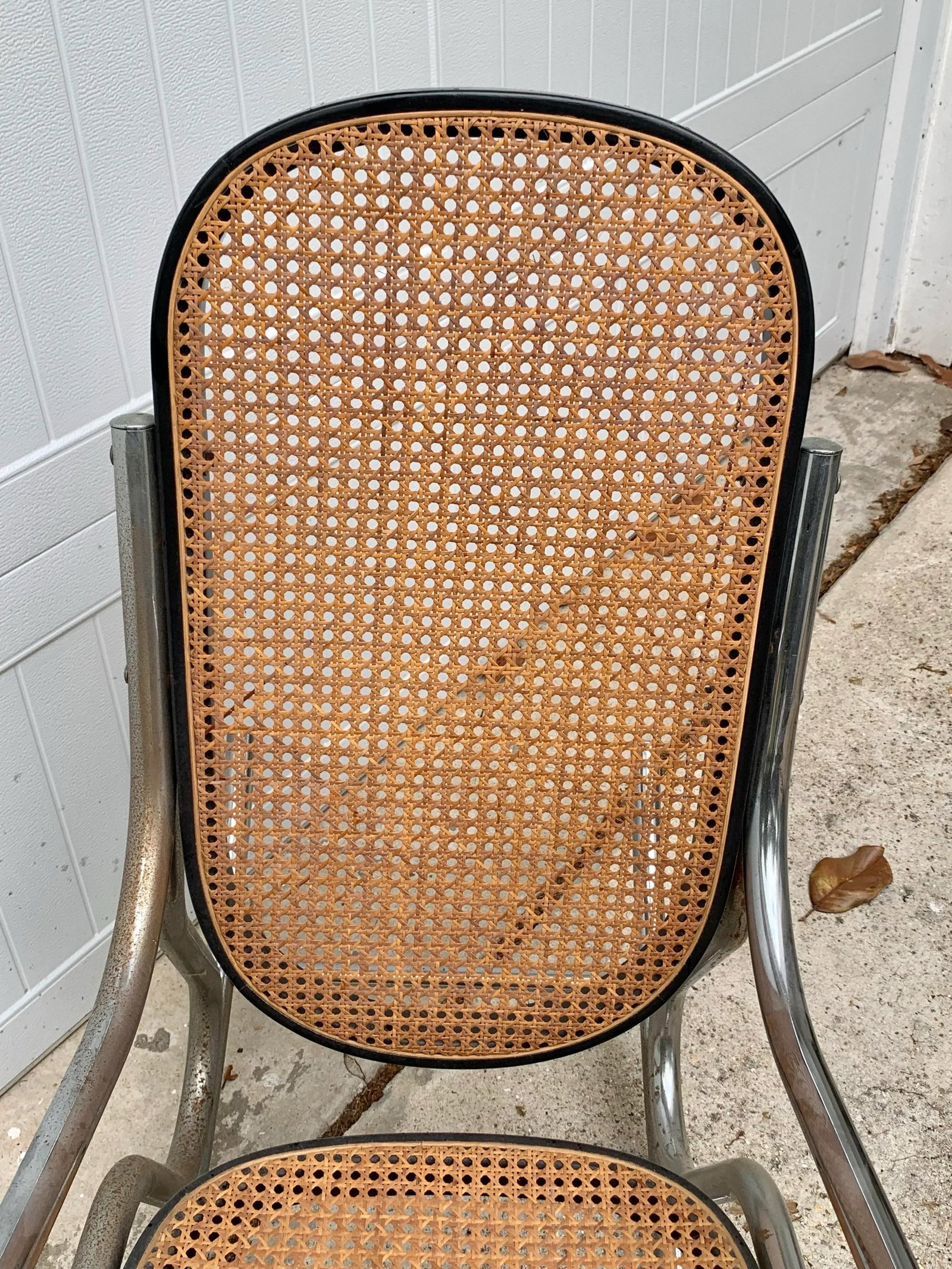 Vintage MCM Breuer Chrome and Cane Rocking Chair - 3