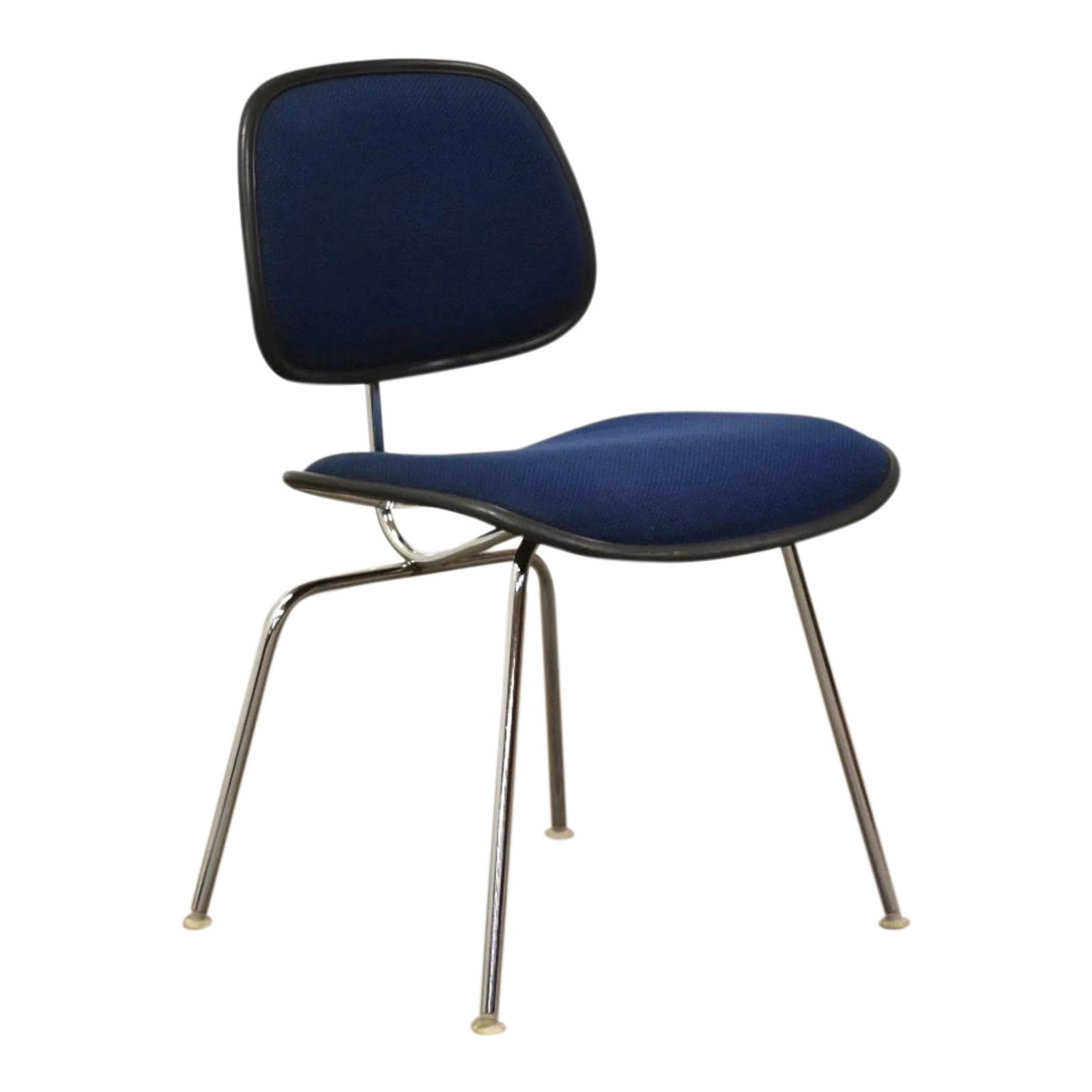 1960s Eames Dcm Blue Dining Chair: A mid century modern designed blue DCM dining chair designed by Ray and Charles Eames for Herman Miller. Seat height is 18". 20" wide. 21" deep. 30.5" tall. Condition: Alterations: Original Condition 
