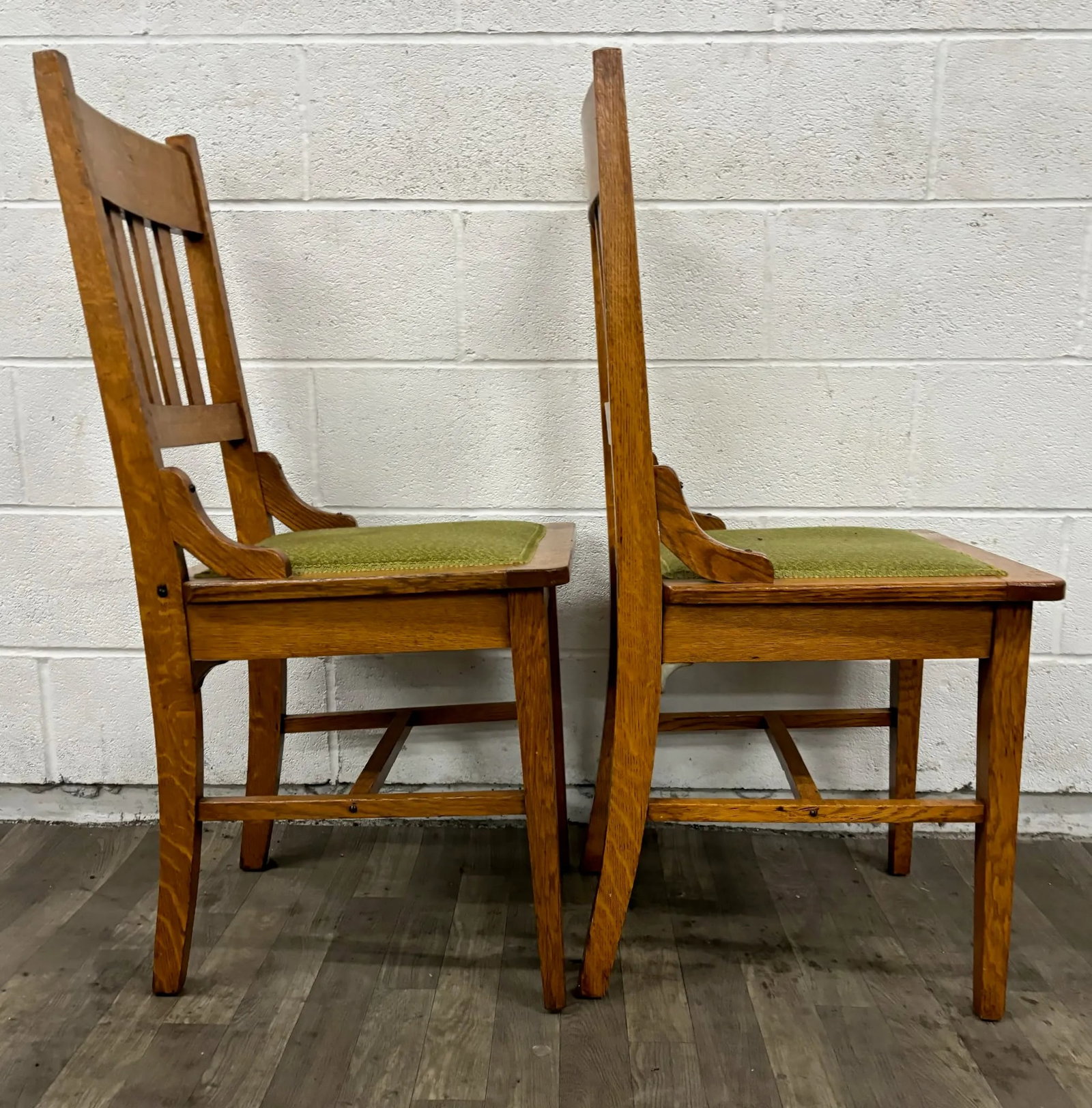 Antique Mission Arts and Crafts Stickley Style Tiger Oak Dining Chairs - Pair - 4