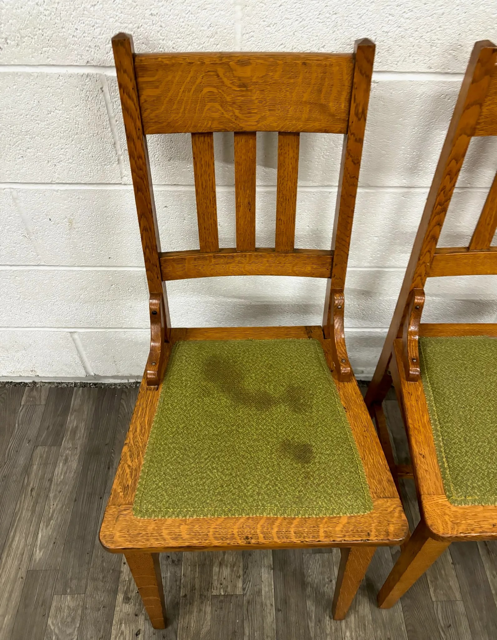 Antique Mission Arts and Crafts Stickley Style Tiger Oak Dining Chairs - Pair - 5