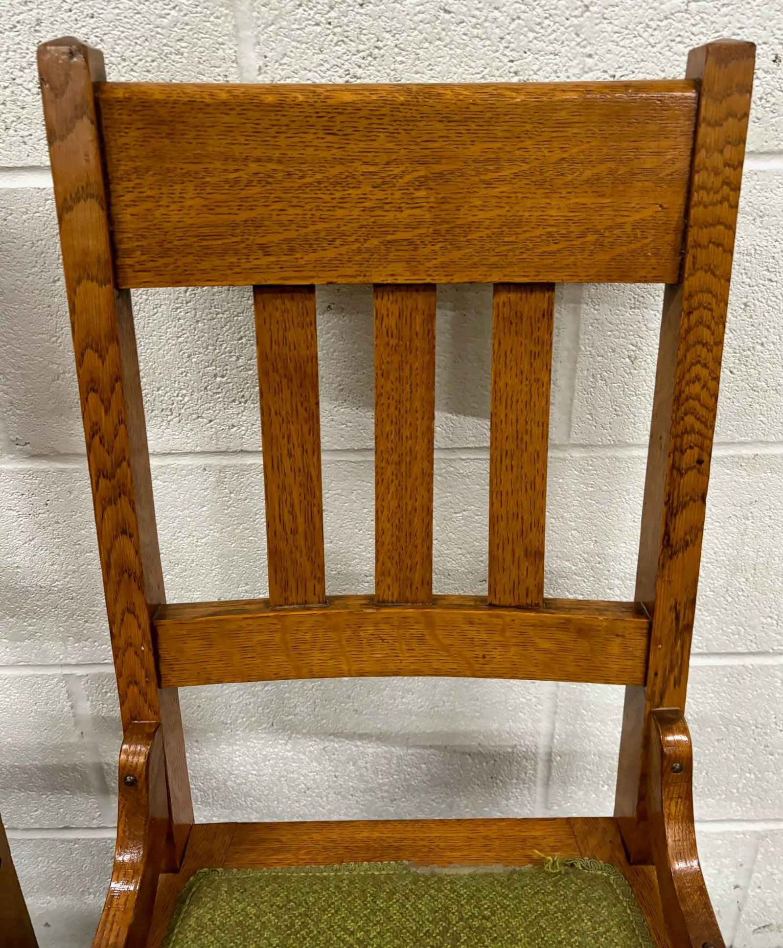 Antique Mission Arts and Crafts Stickley Style Tiger Oak Dining Chairs - Pair - 8
