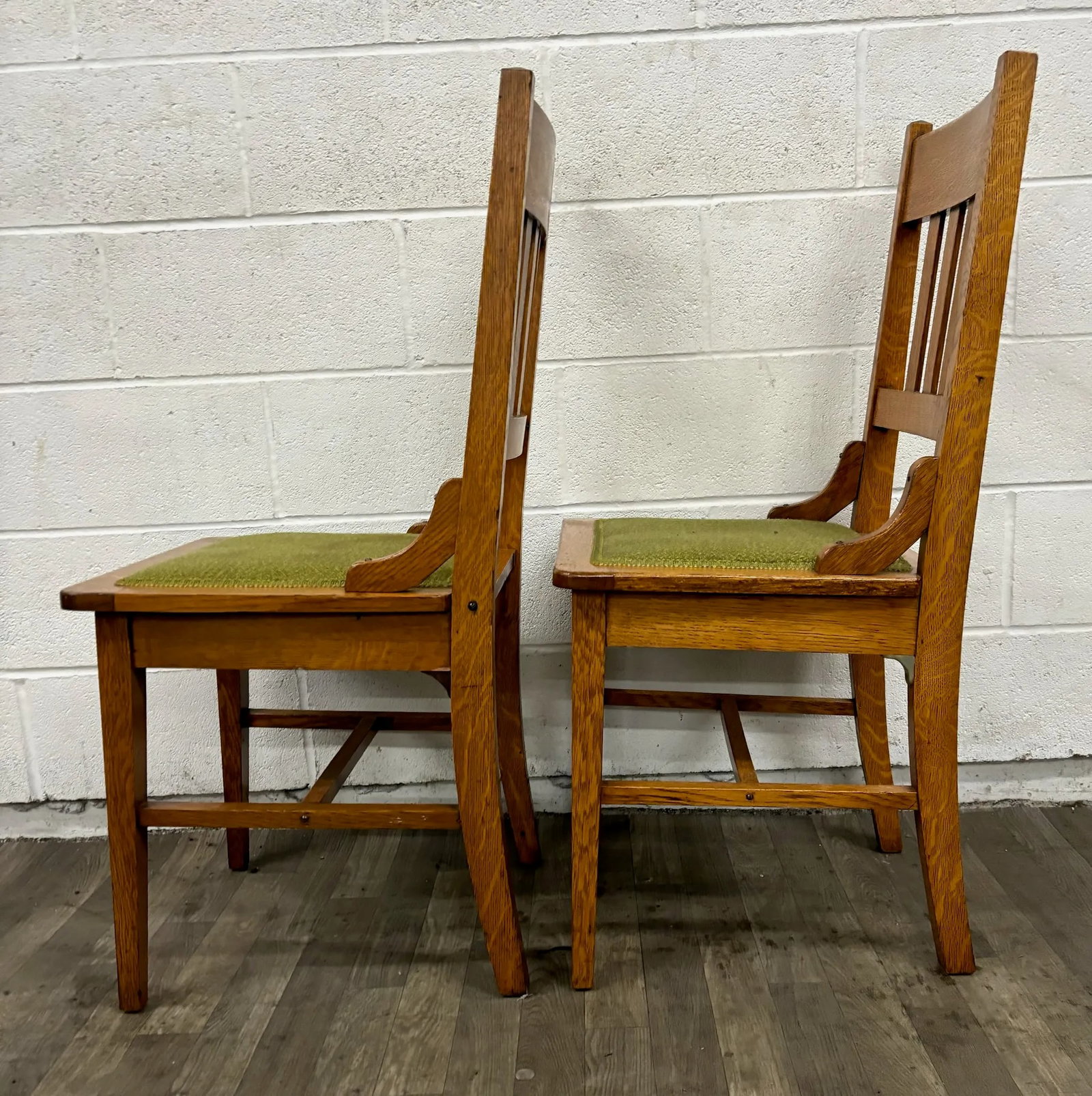 Antique Mission Arts and Crafts Stickley Style Tiger Oak Dining Chairs - Pair - 9
