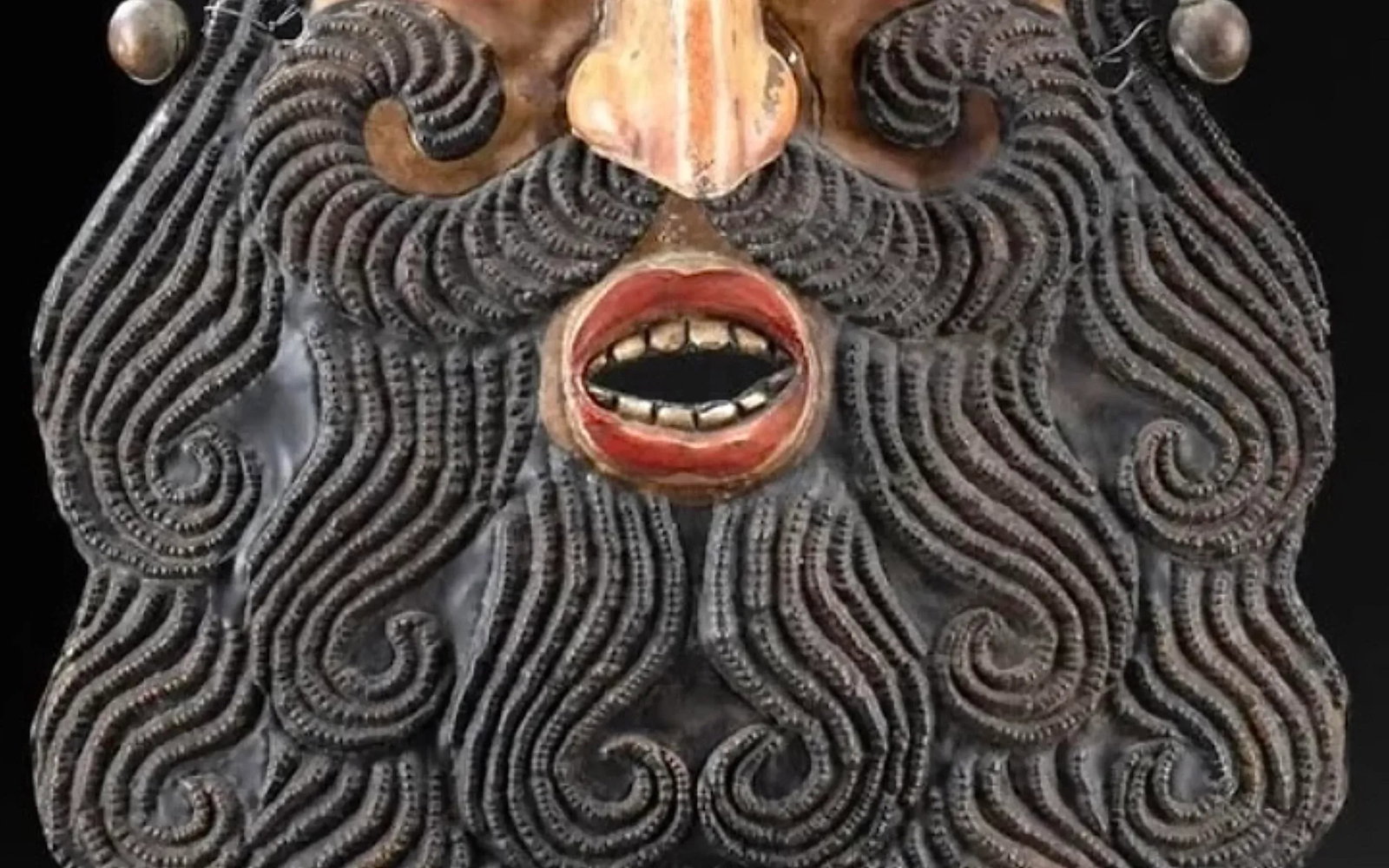 Mexican Guerrero Painted Copper Barbone Mask - 4