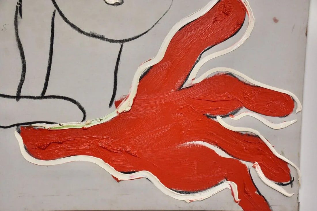 1980s Peter Diem Oil on Canvas Self Portrait - 3