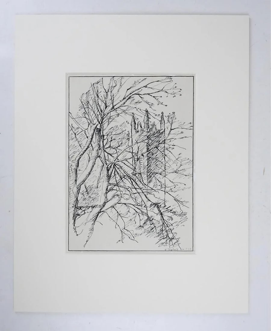 1927 Tree and Cathedral Drawing - 3