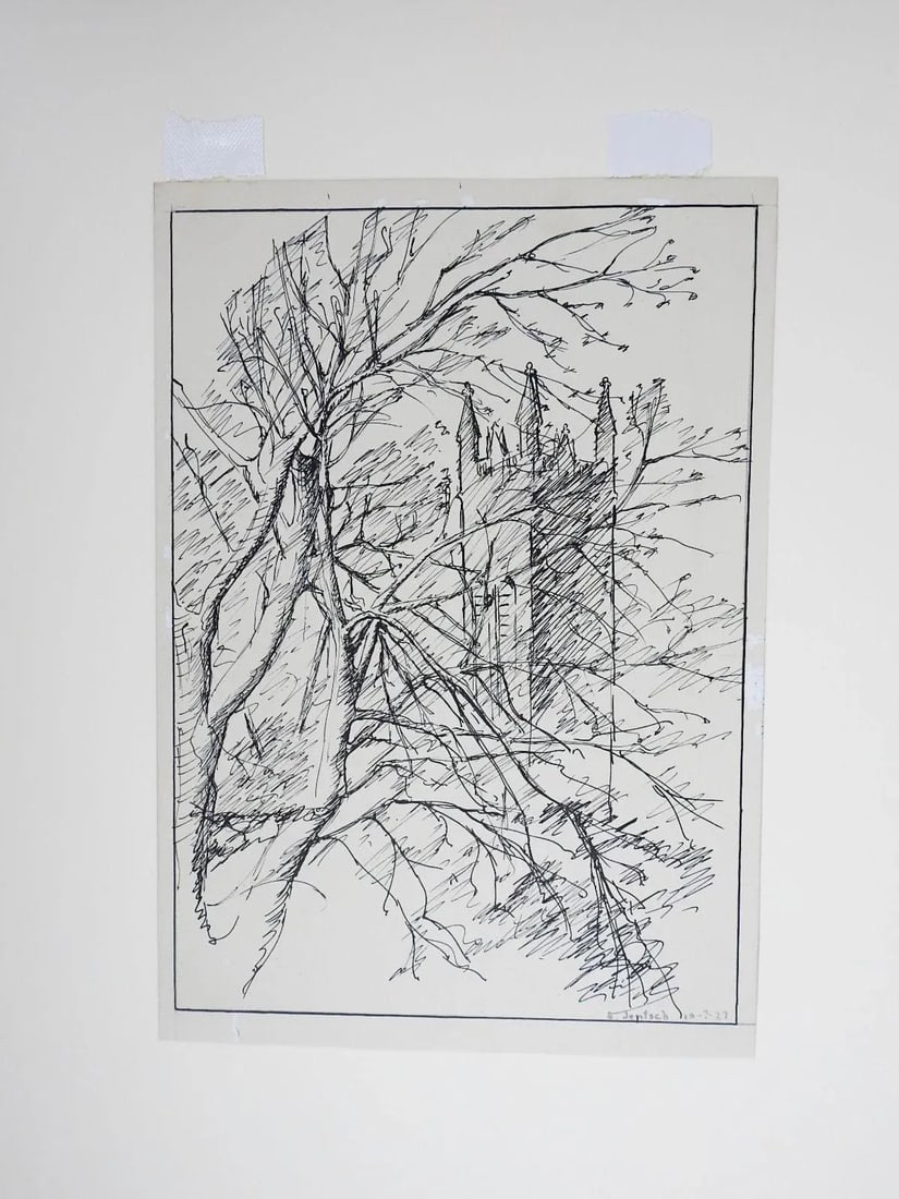 1927 Tree and Cathedral Drawing - 4