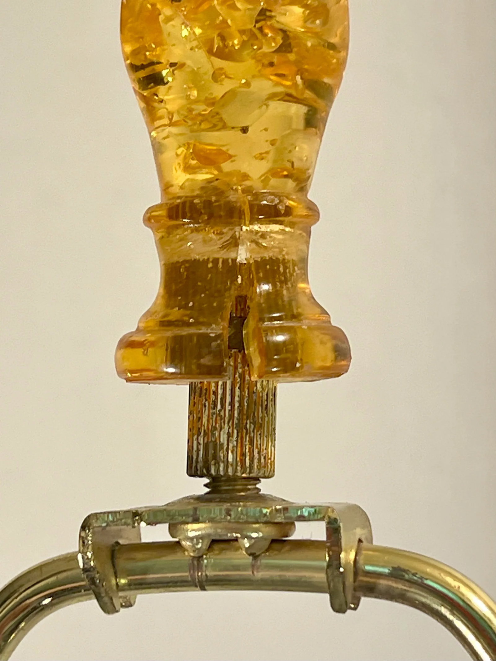 Vintage Mid-Century Tony Duquette Style French Red and Gold Leaf Lucite Table Lamps on Marble Bases - 8