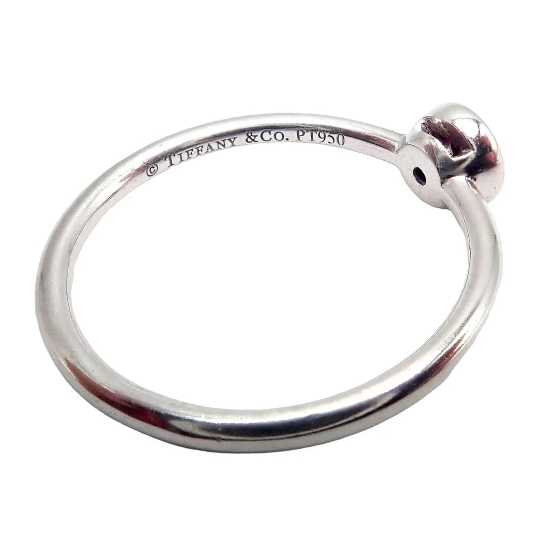Tiffany & Co. Platinum 0.12ct Diamond Engagement Stacking Ring sz 5.75 - 4