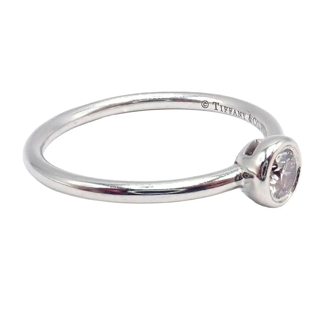 Tiffany & Co. Platinum 0.12ct Diamond Engagement Stacking Ring sz 5.75 - 8