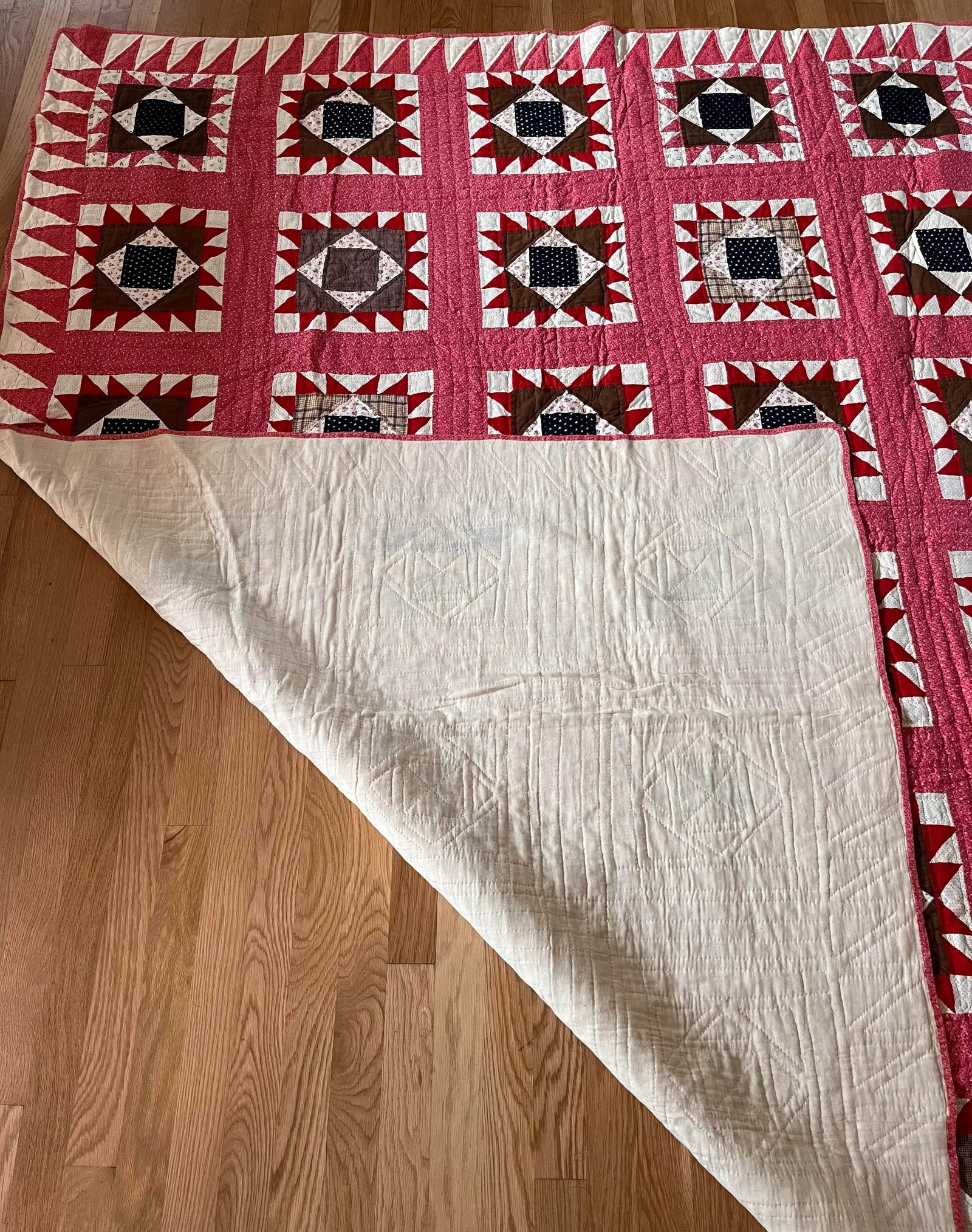 Antique Hand Stitched Quilt - 8