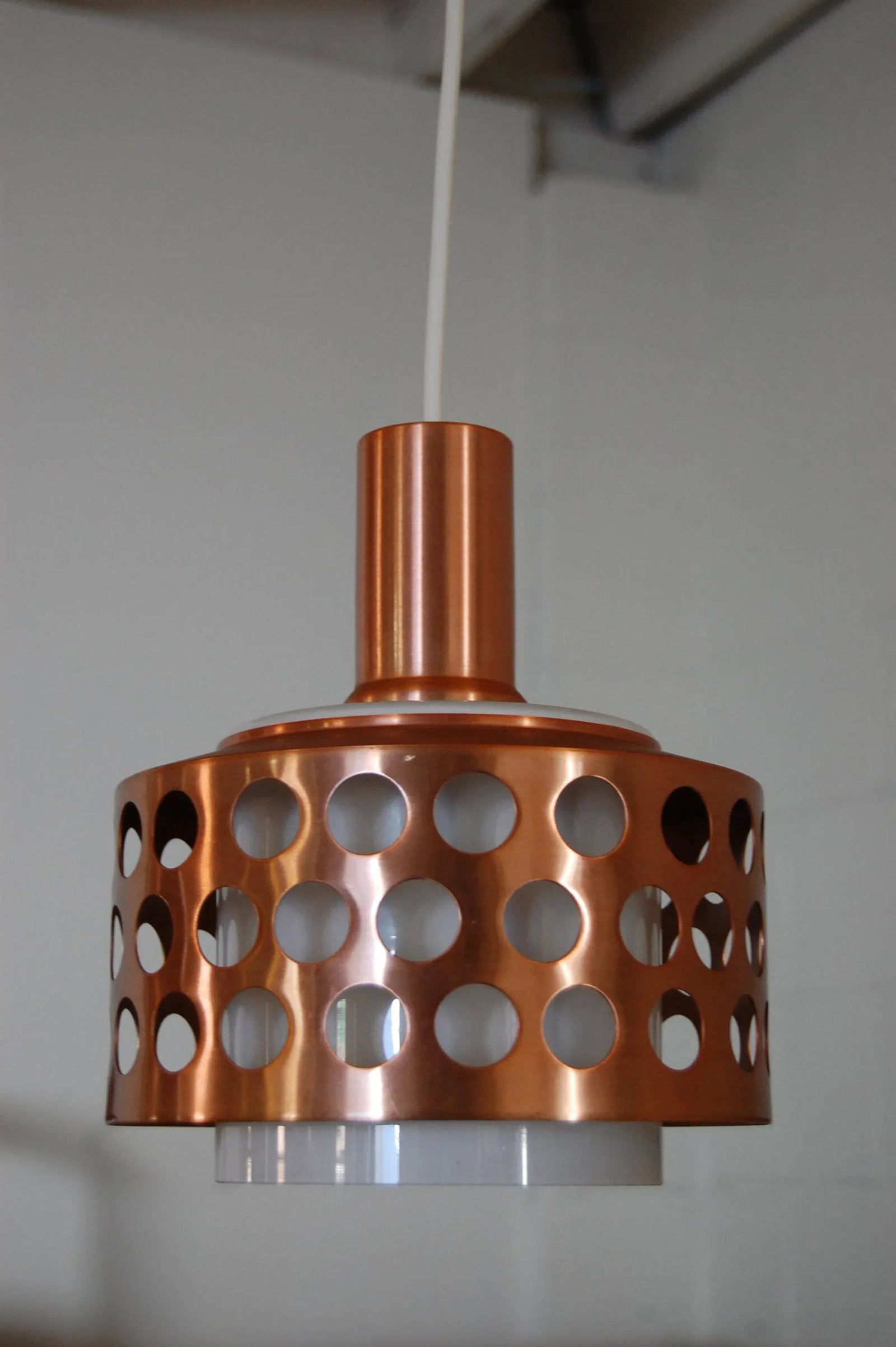 Vintage Mid-Century Swedish Copper & Glass Pendant - 4